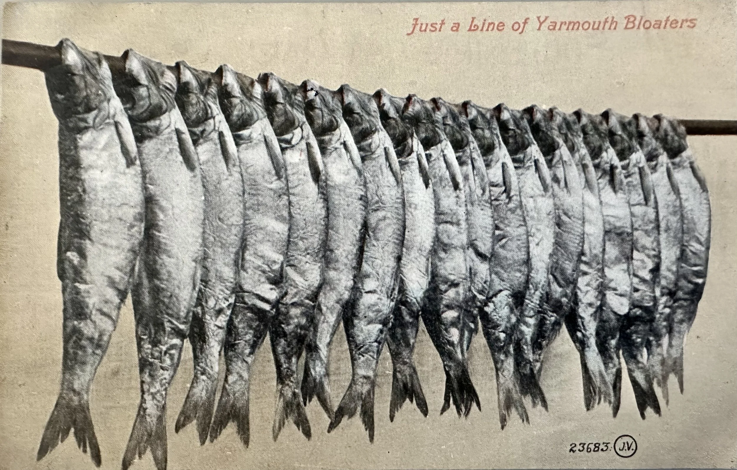 Yarmouth Bloaters - old postcard sent to Cambridge 1908