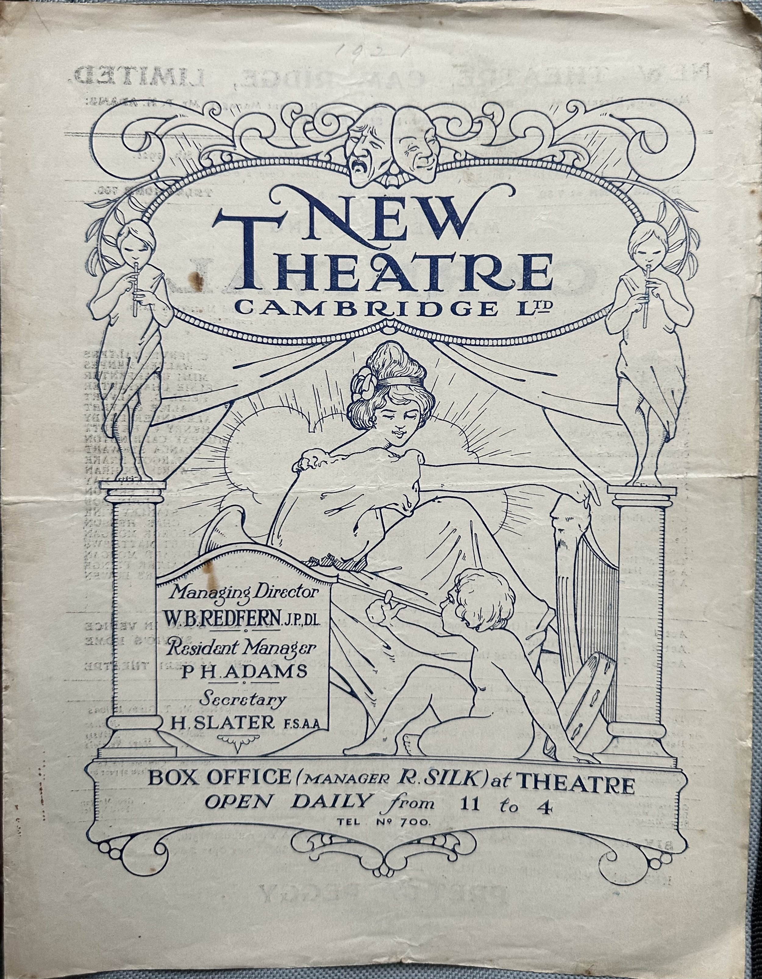 New Theatre Cambridge Programme Flyer August 1921 front page
