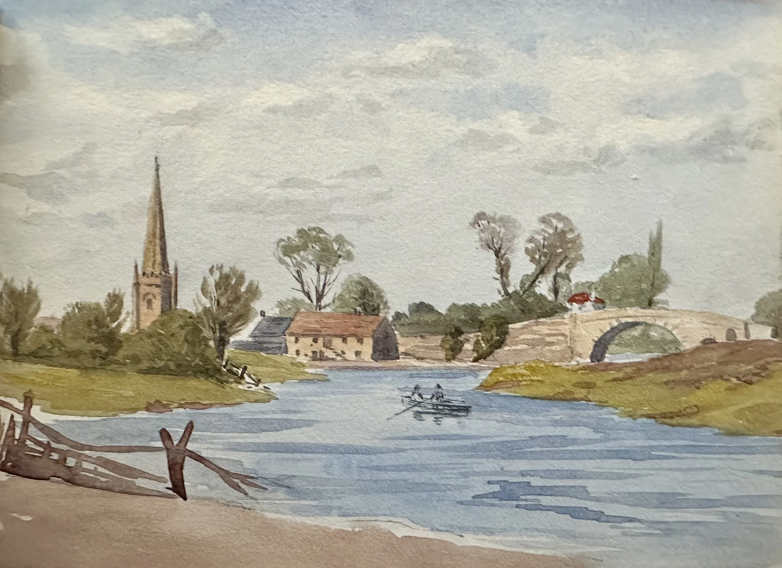 Halfpenny Bridge Lechlade c.1888 - watercolour by John Norman Heathcote