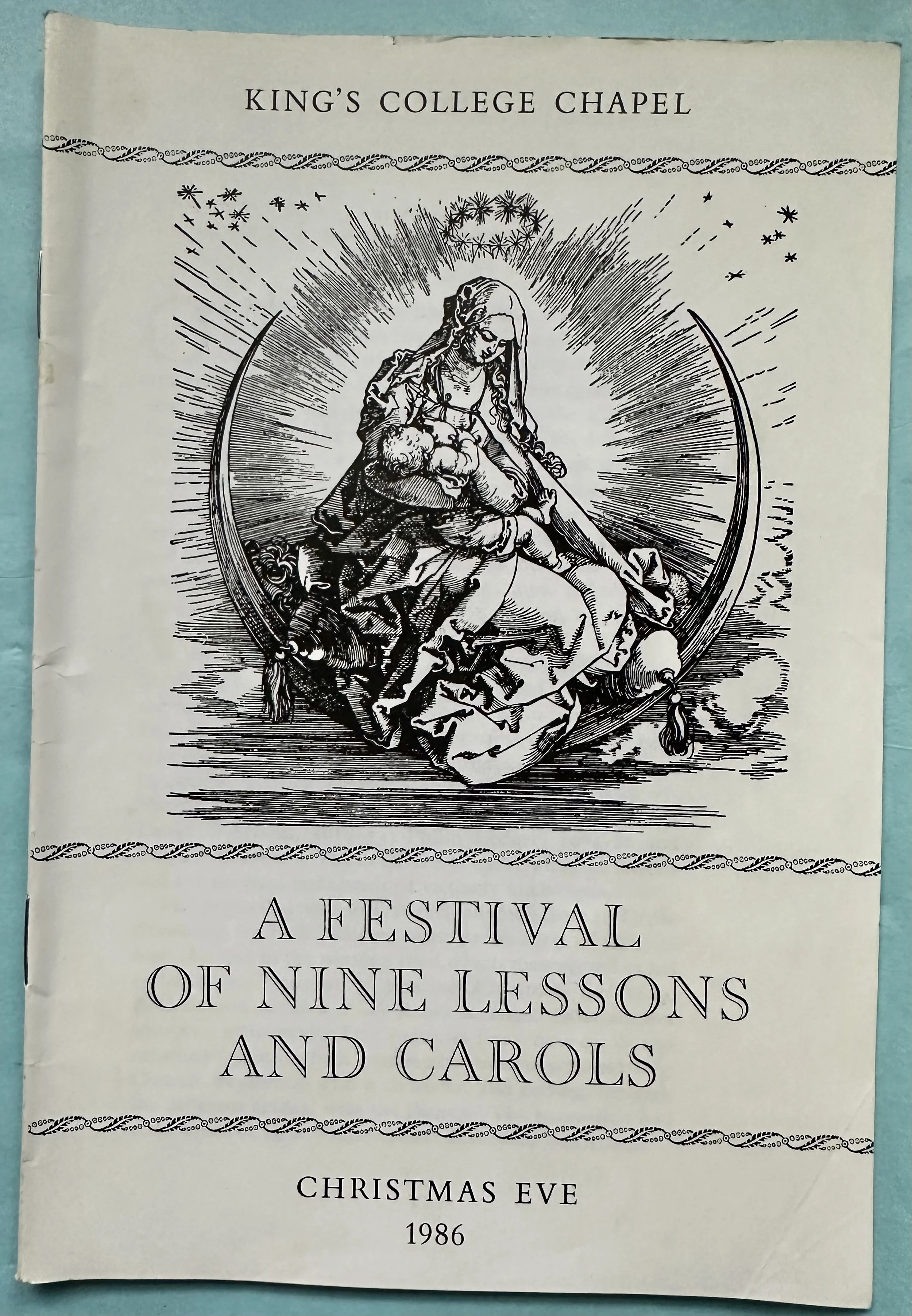 A Festival of Nine Lessons and Carols on Christmas Eve 1986 Programme