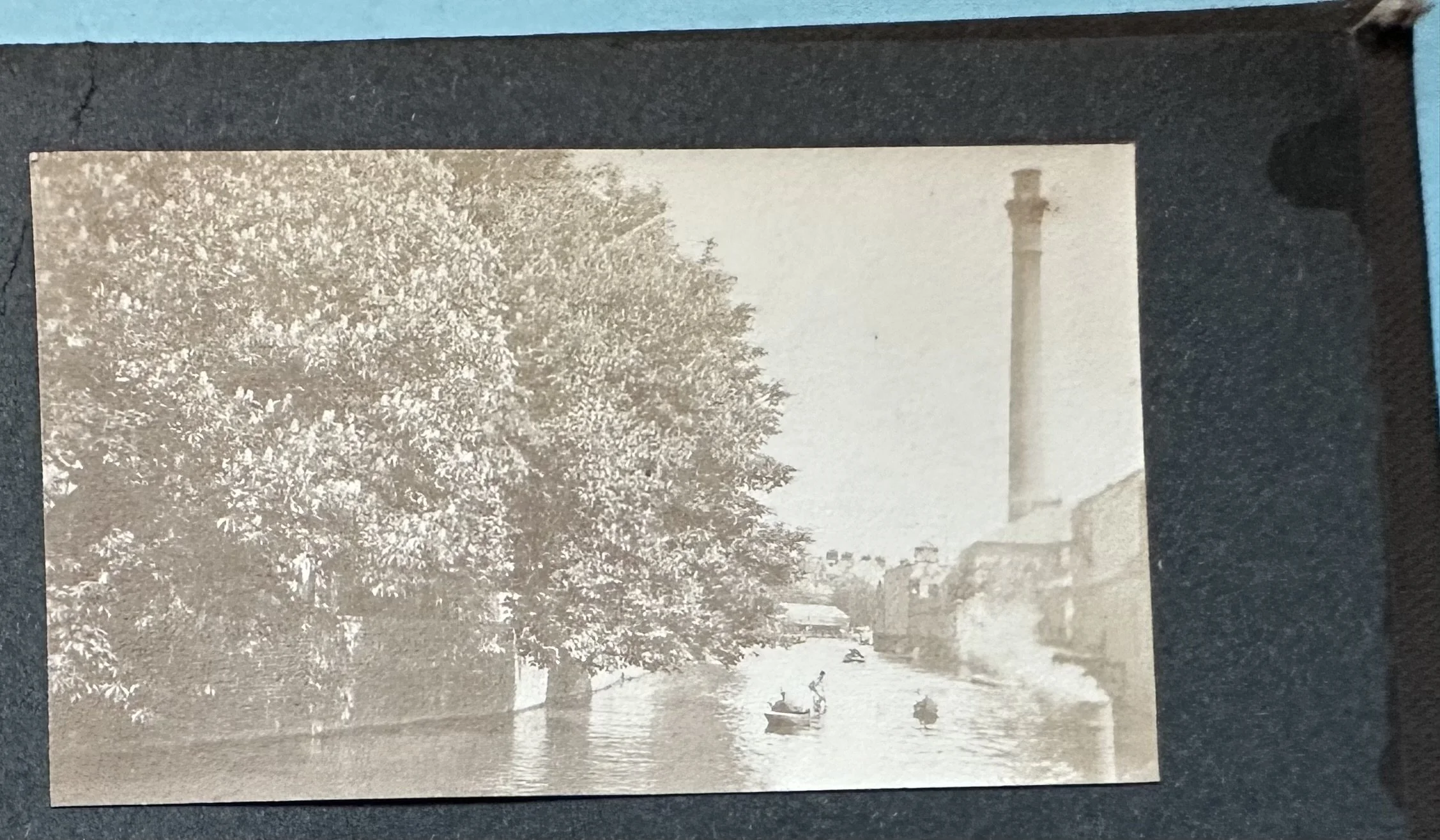 River Cam looking east towards the chimney of Thompsons Lane Electric Power Station.c.1895. MBHPC-042