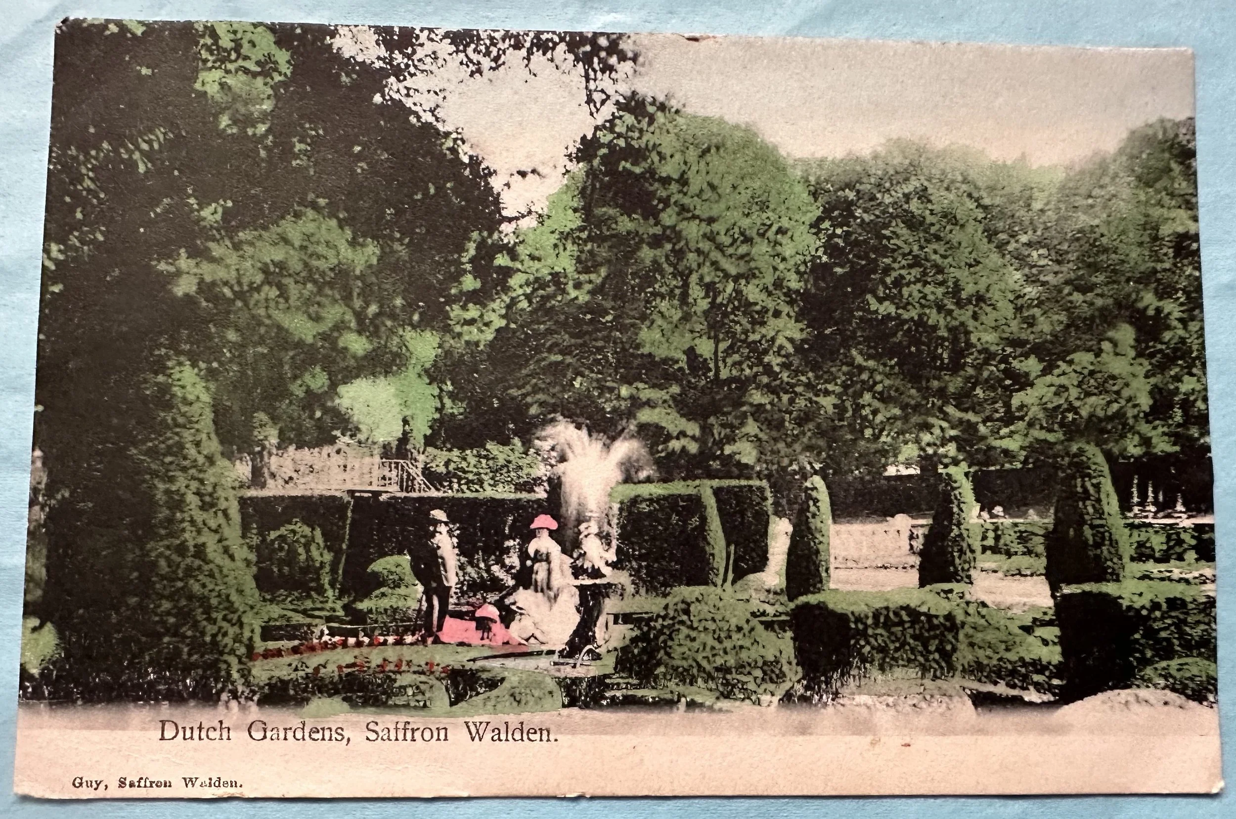 Dutch Gardens Saffron Walden - old postcard sent to Belgrave Road Cambridge c.1905