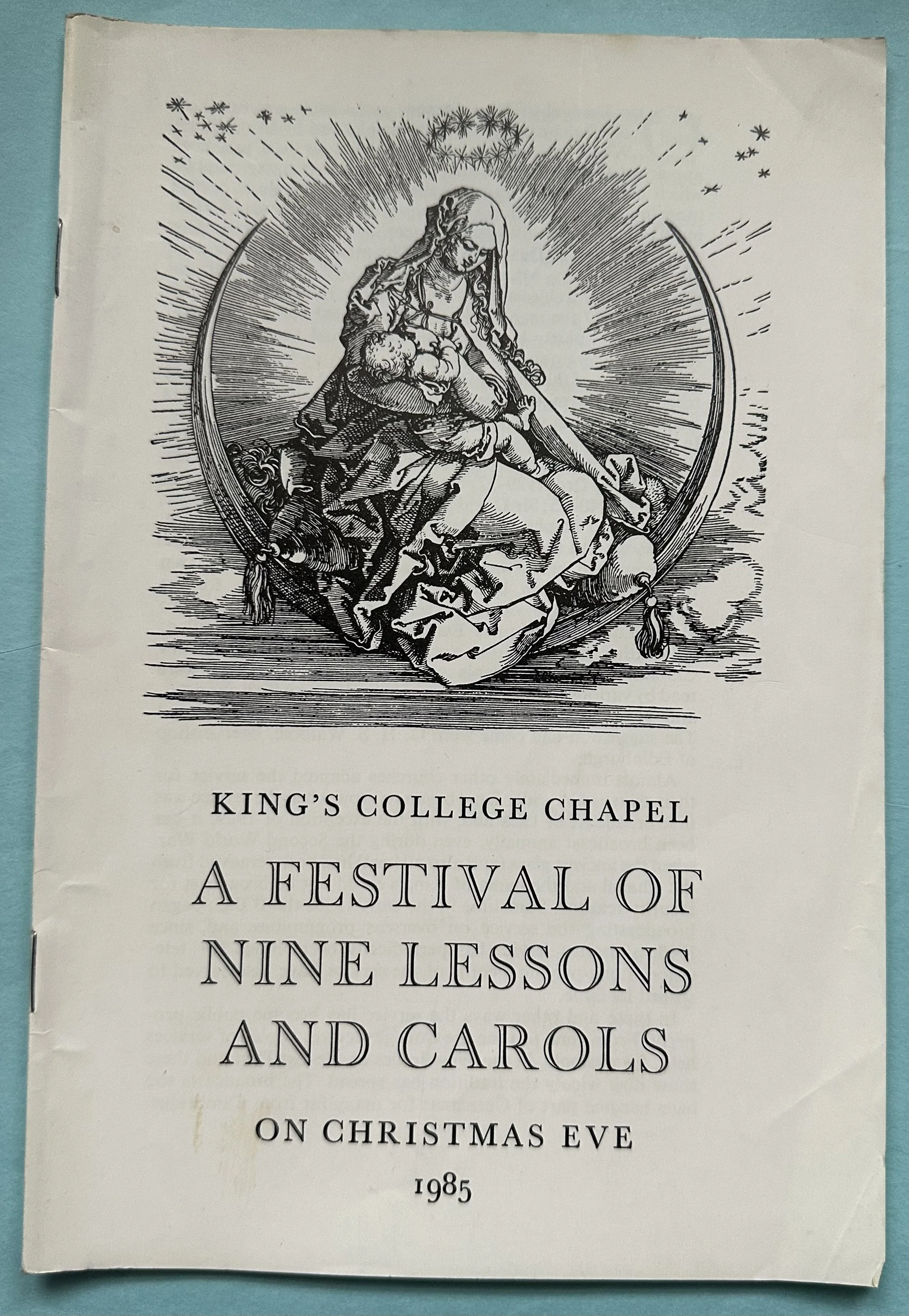 King’s College Chapel - A Festival of Nine Lessons and Carols - Christmas Eve 1985 programme
