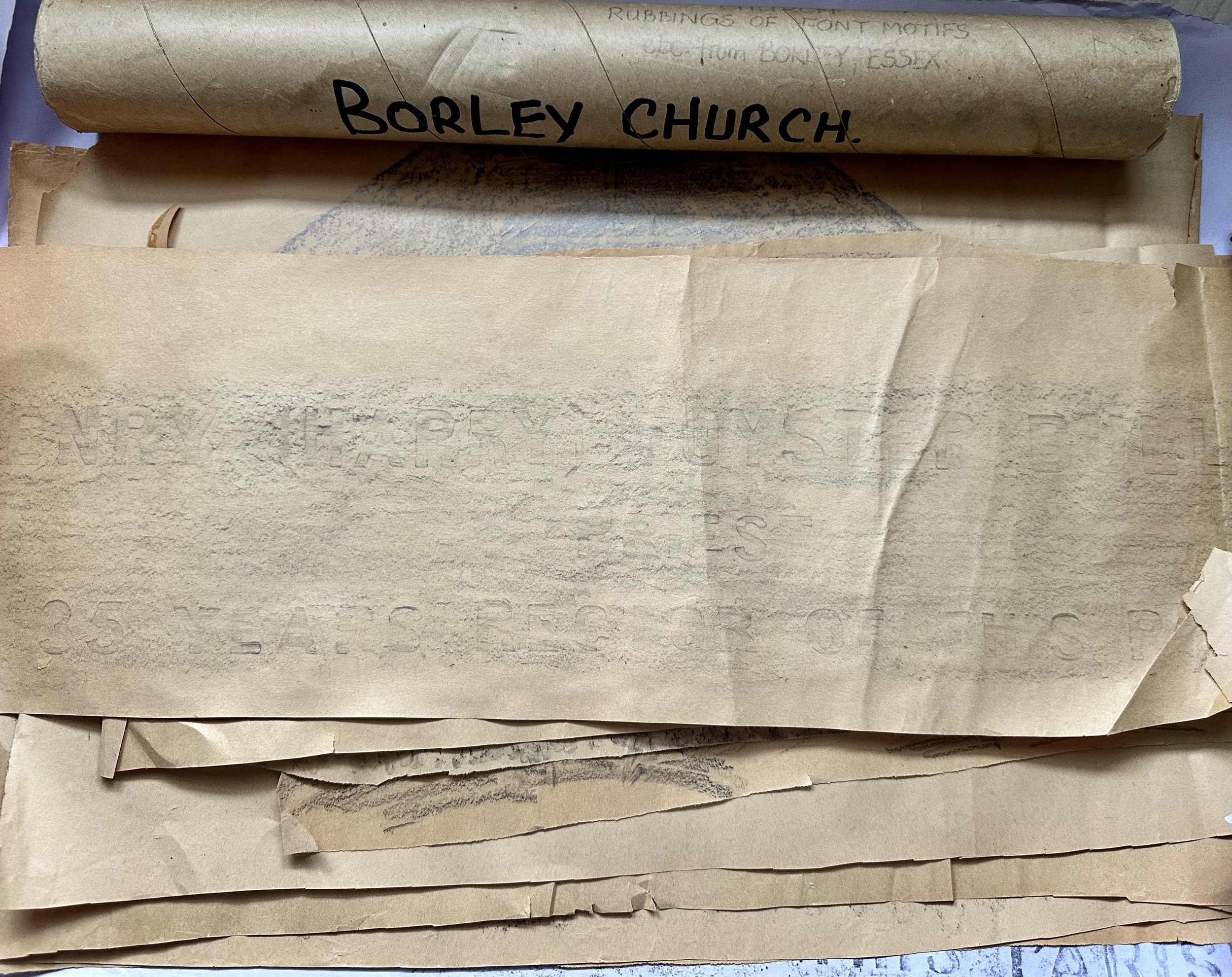 Borley Church Essex - Rubbings of Font Motifs