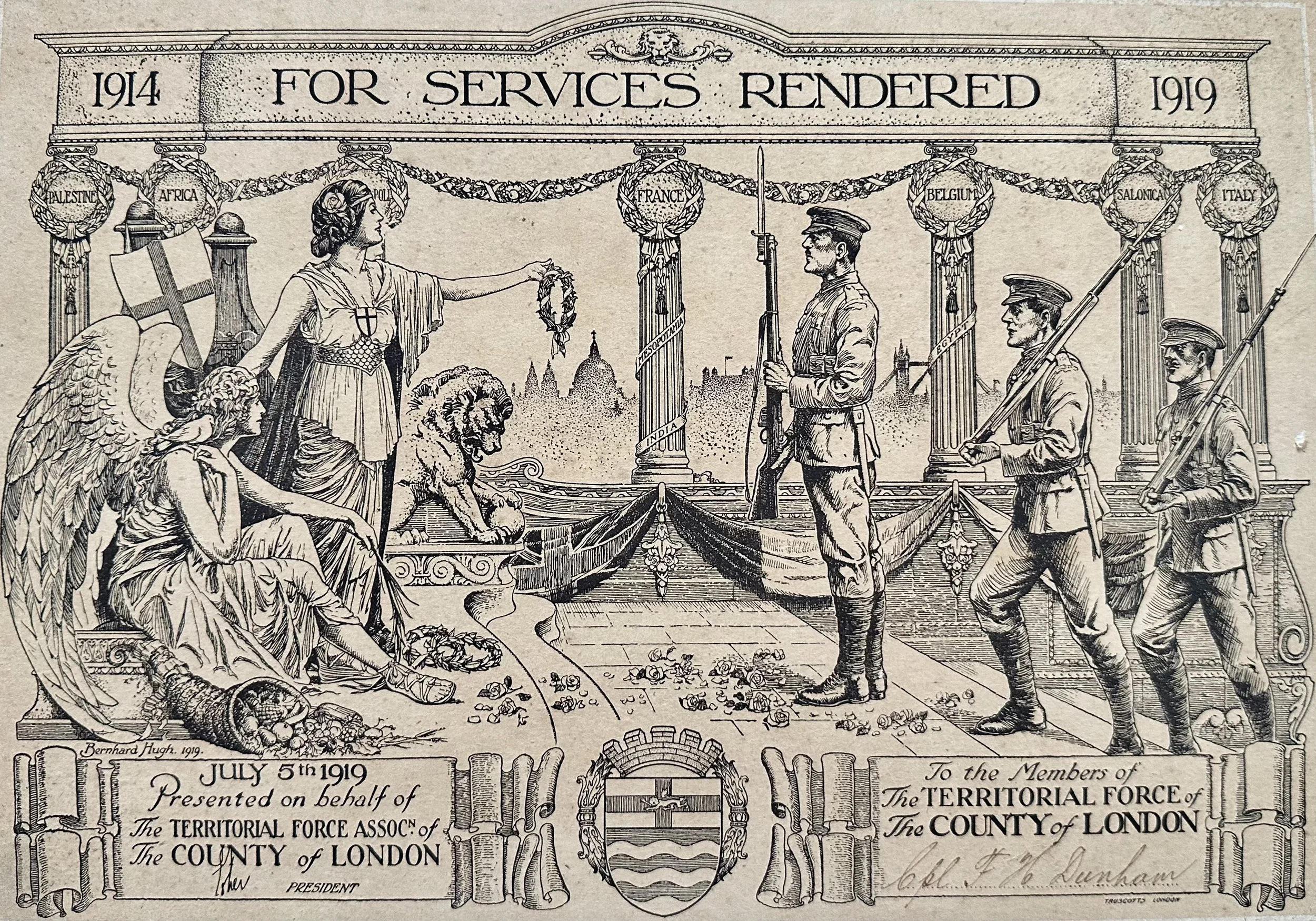 WWI Territorial Force Certificate London