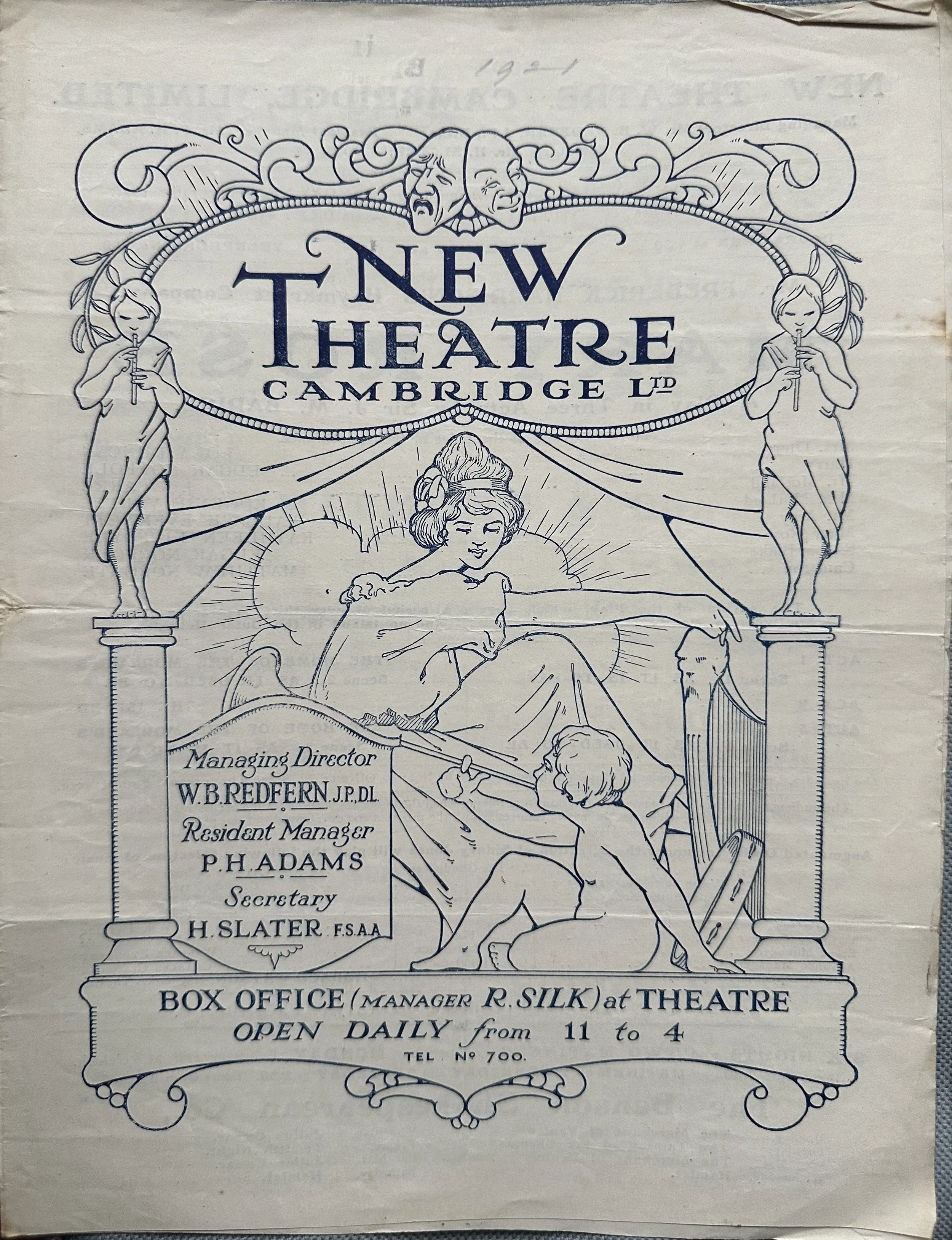 New Theatre Cambridge Programme Flyer February 1921 front page