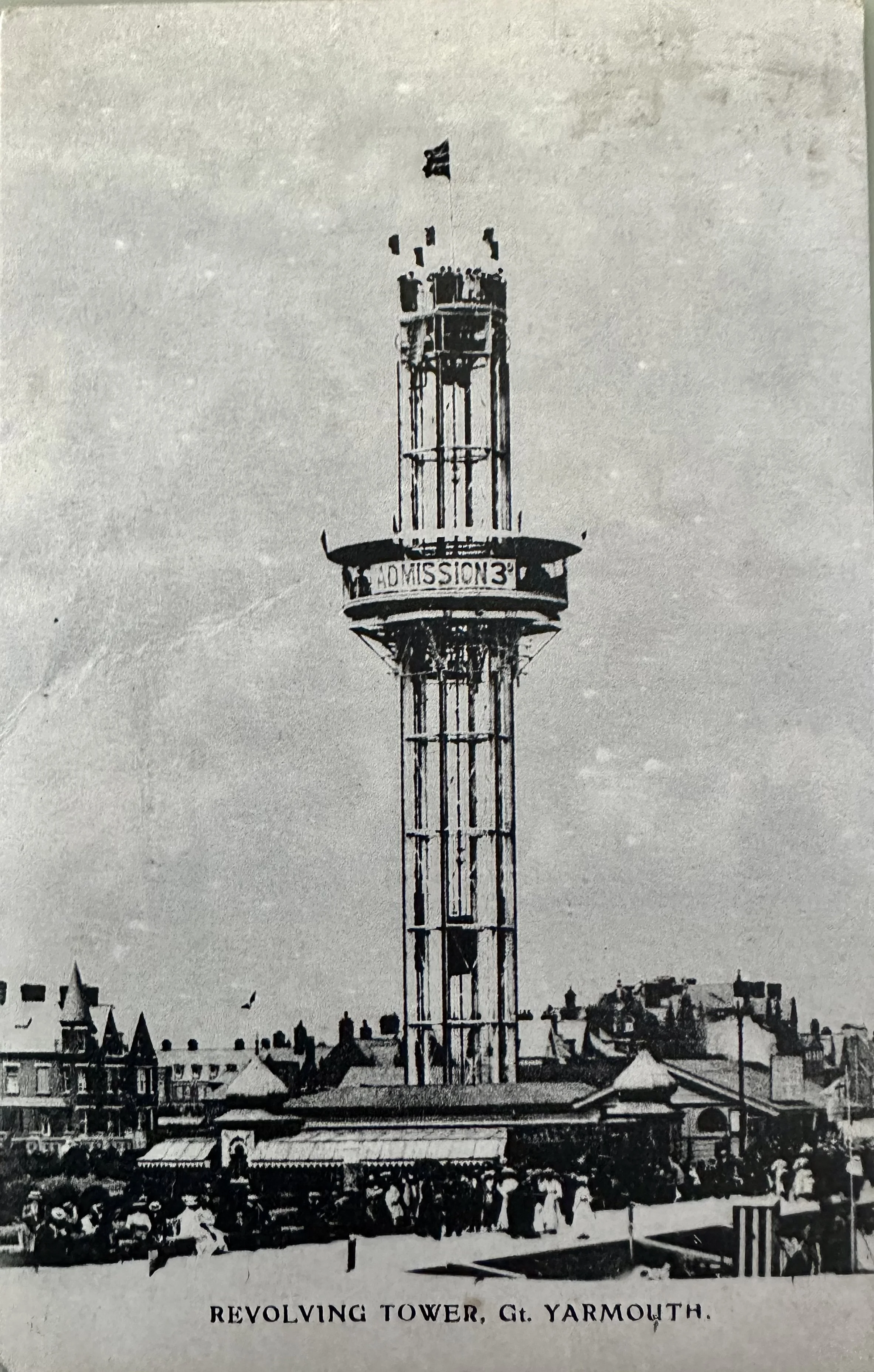 Revolving Tower Great Yarmouth - old postcard sent to Cambridge c.1912