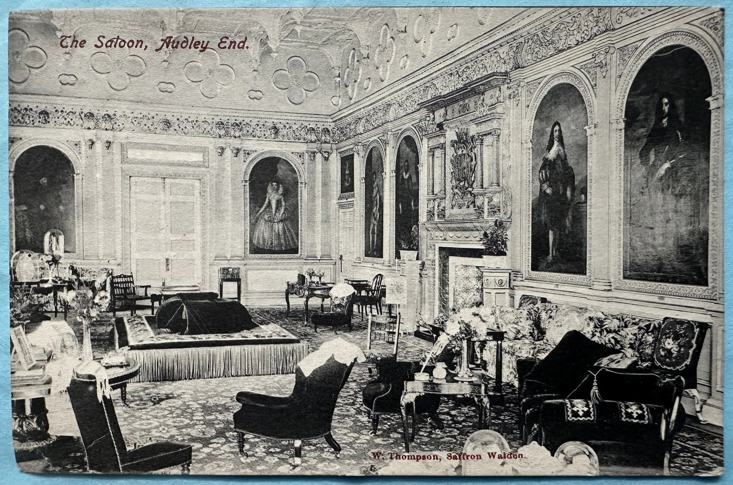 The Saloon Audley End - old postcard 1906