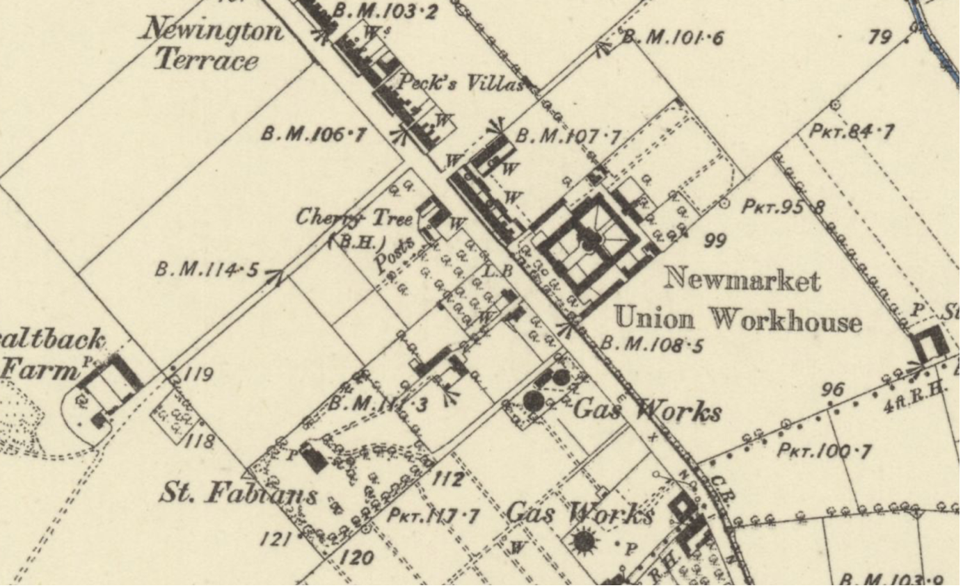 OS Map 1885 Newmarket Workhouse