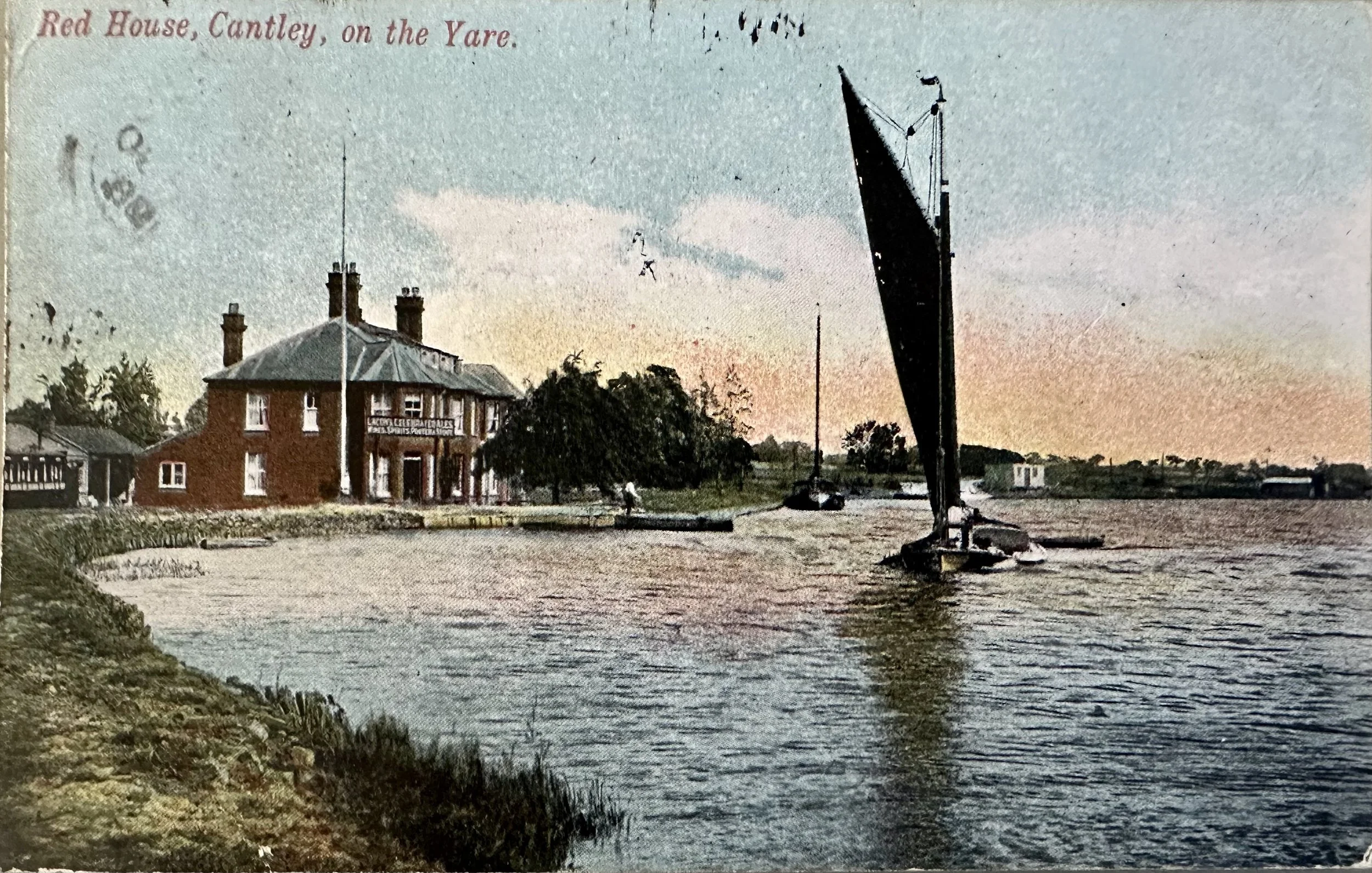 Red House Cantley on the Yare - old postcard sent to Cambridge 1908