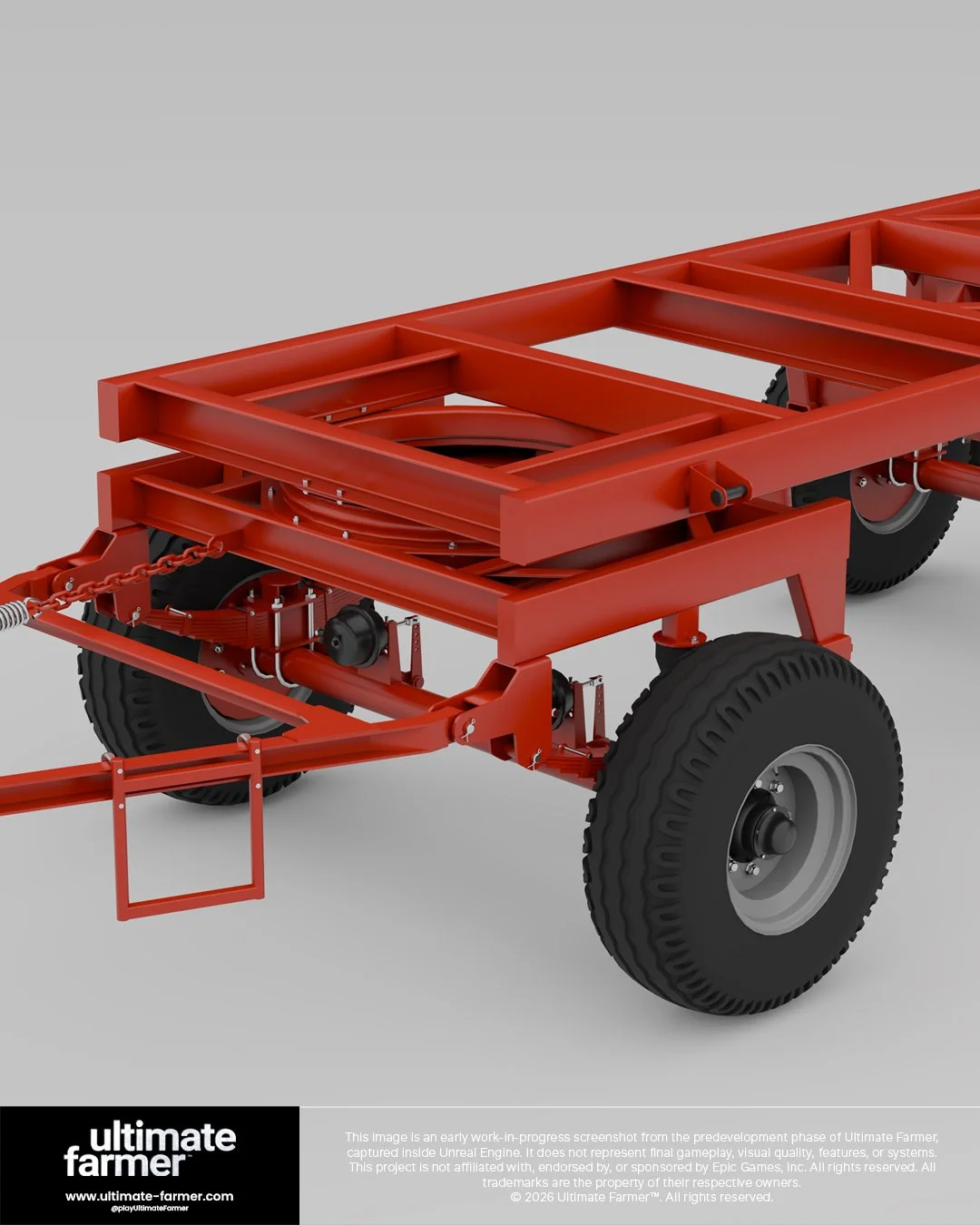 Quick development update from the Ultimate Farmer team.

Today we&rsquo;re sharing an early look at WIP assets created specifically for Ultimate Farmer. This includes a double axle trailer currently in development, along with our first vegetation mod