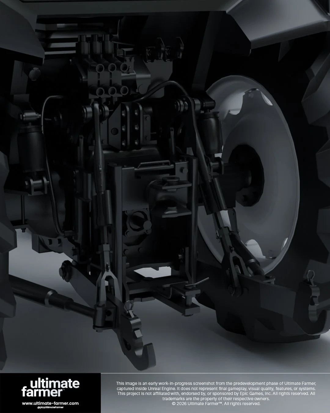 Quick development update from the Ultimate Farmer team.

Work continues on the 3D model of our first test tractor. This asset will serve as the foundation for presenting vehicle systems, including physics, interaction, and overall behaviour within th