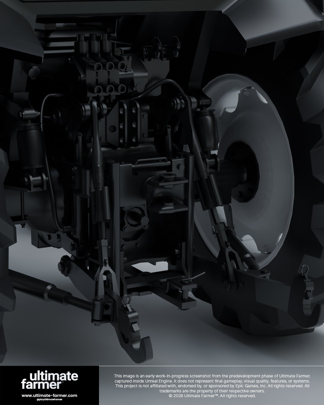 Quick development update from the Ultimate Farmer team.

Work continues on the 3D model of our first test tractor. This asset will serve as the foundation for presenting vehicle systems, including physics, interaction, and overall behaviour within th