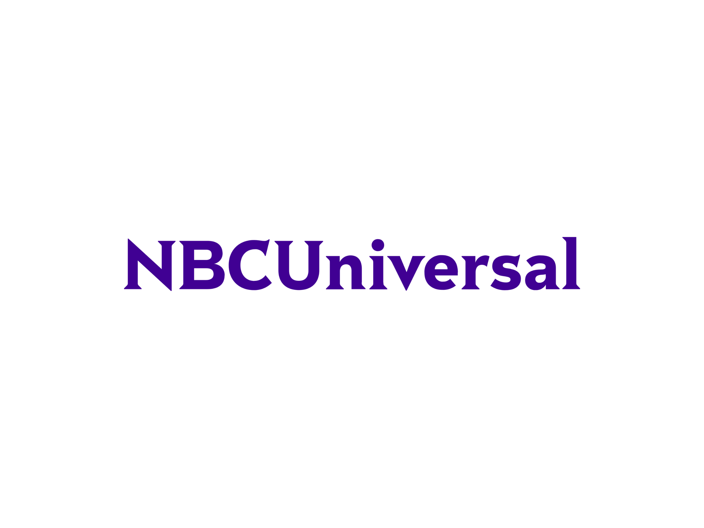 NBCUniversal logo in purple in the center of a black background.
