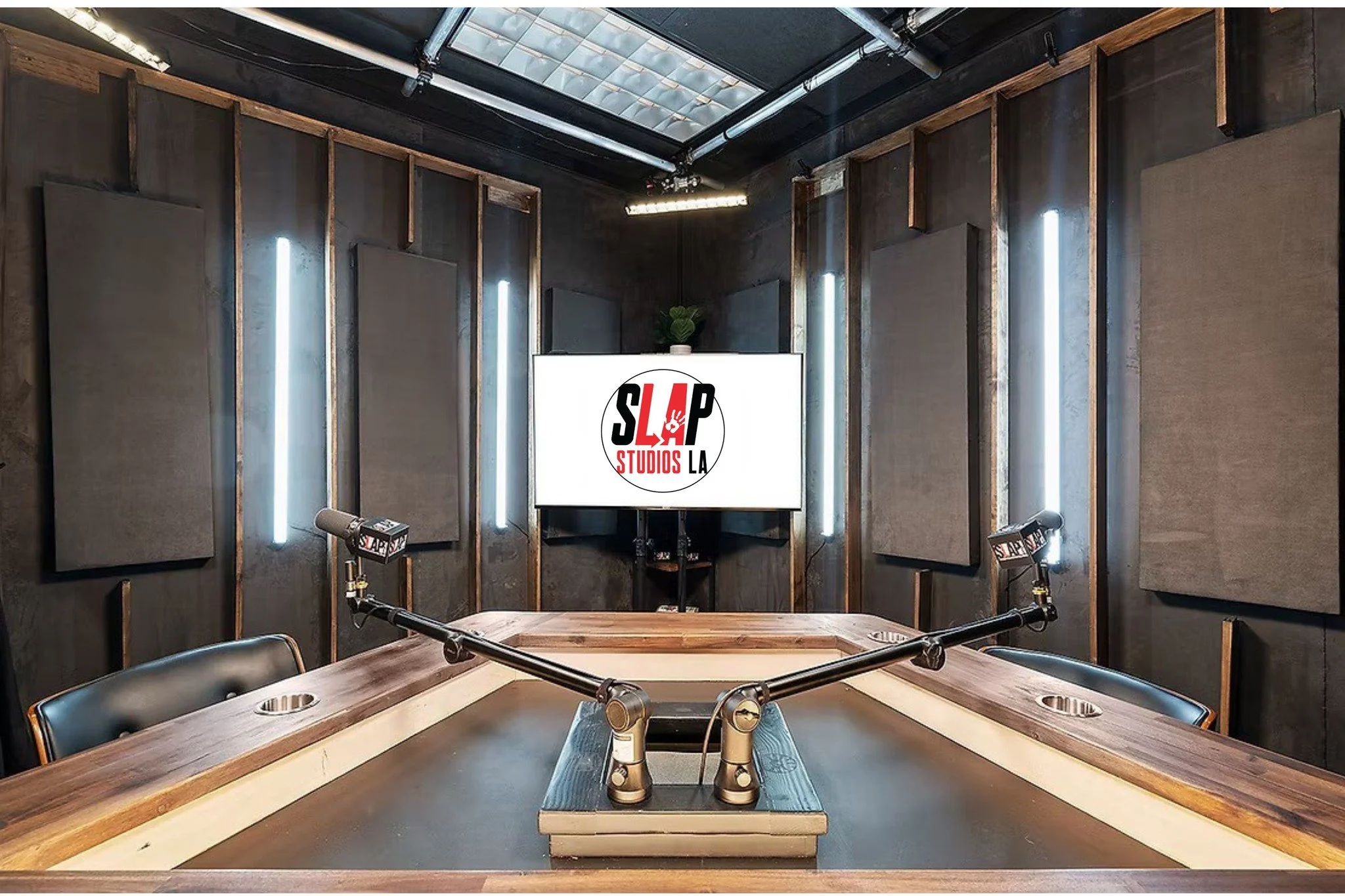 Step into creativity at SLAP Studios LA.

 Our studios aren&rsquo;t just spaces with sets, cameras and lights. We offer launchpads for stories, voices, and legacies. From multi-camera podcast setups to full-scale production, we&rsquo;ve got everythin