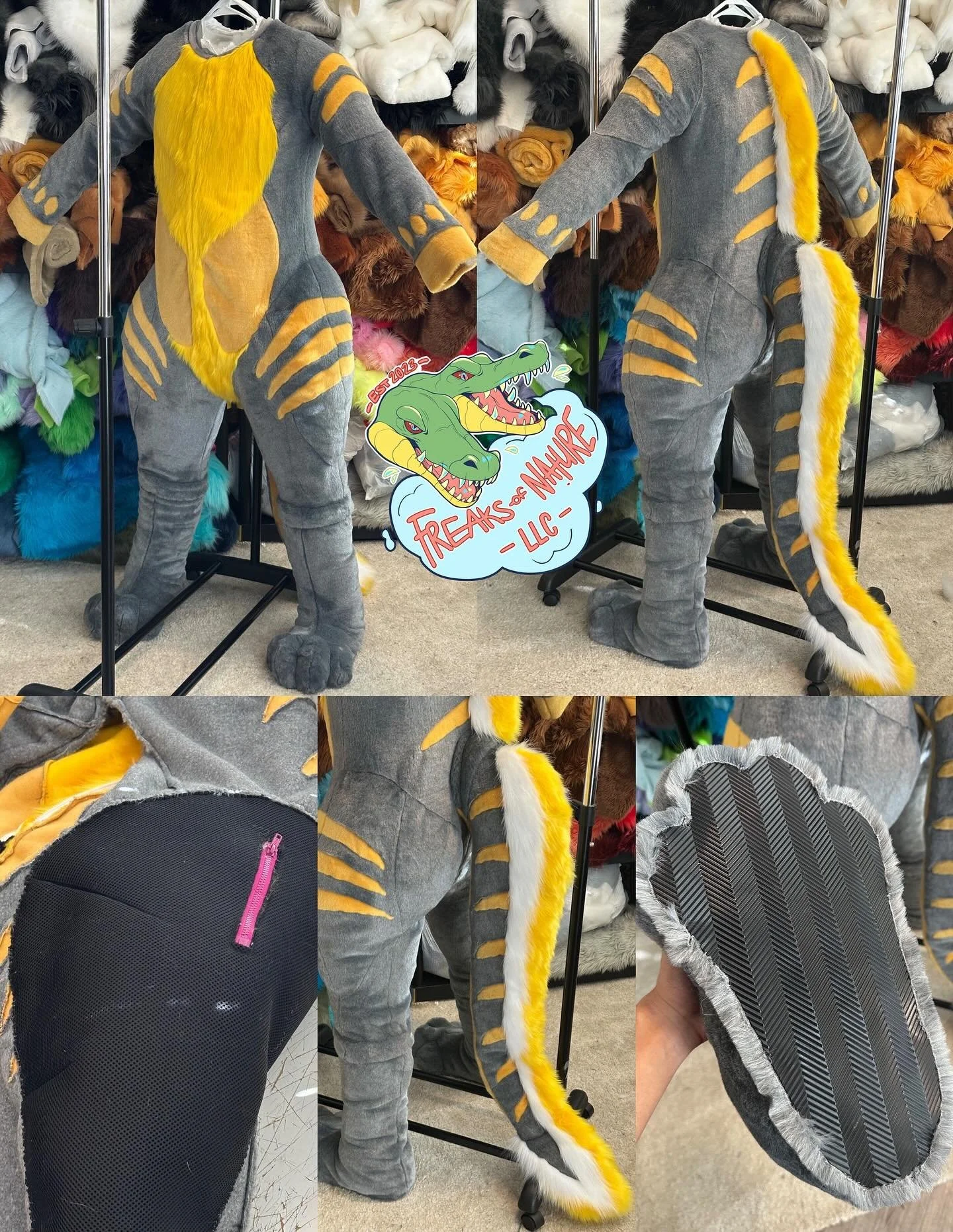 Extra curvy plantigrade bodysuit, outdoor feetpaws, + dragon tail completed !! 🌼

This suit features a new functional detail which will now be standard on ALL my suits: Fully sewn in padding w/ zippers for polyfil access! ✂️

made to match existing 