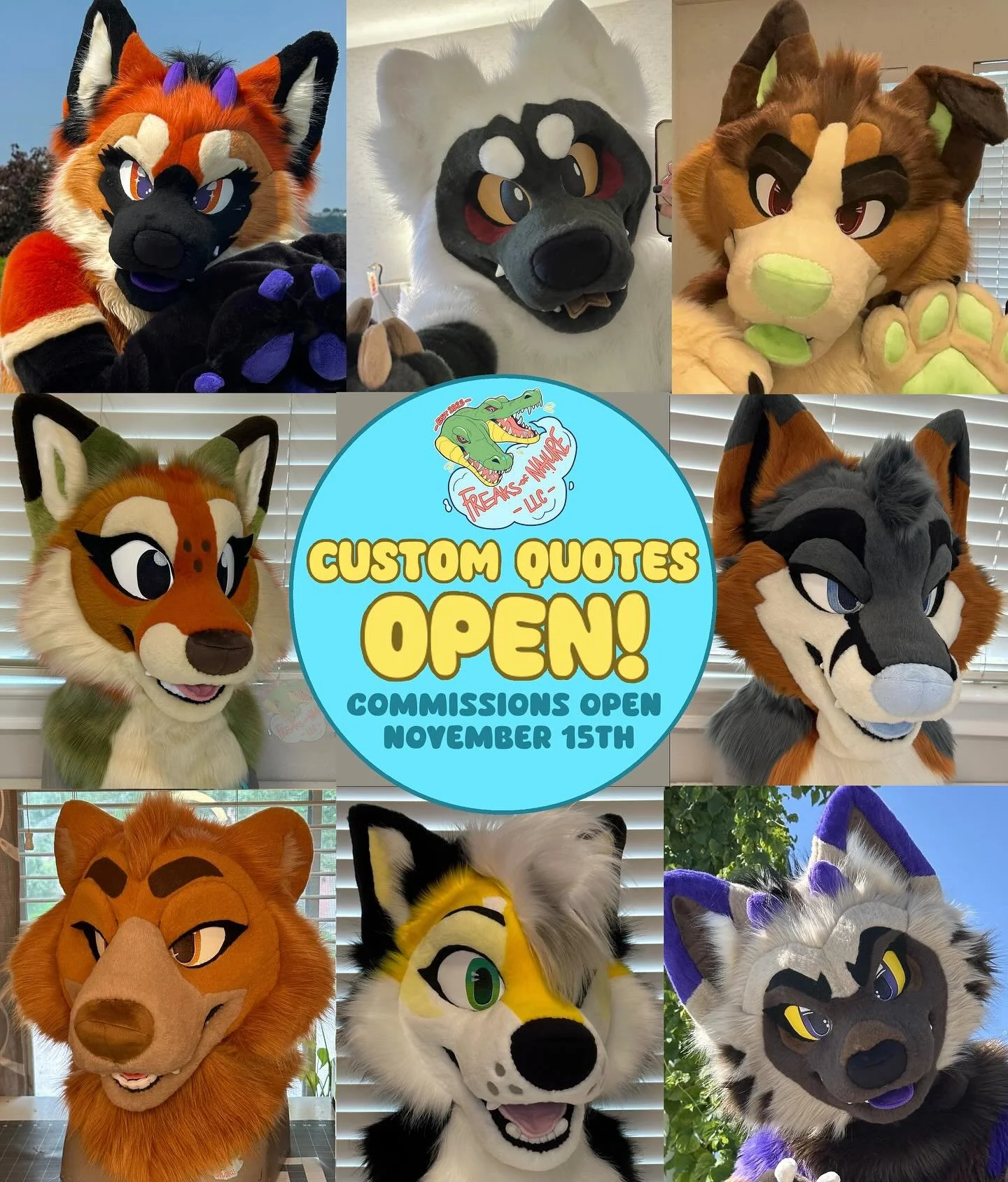 LINK IN BIO** My queue will be emptying out THIS MONTH and I&rsquo;m ready to bring in a new batch of critters!! We are NOW accepting custom, fursuit quote requests to prepare for our next opening on November 15th! 📆🌟

Fursuit quotes are $5 USD per