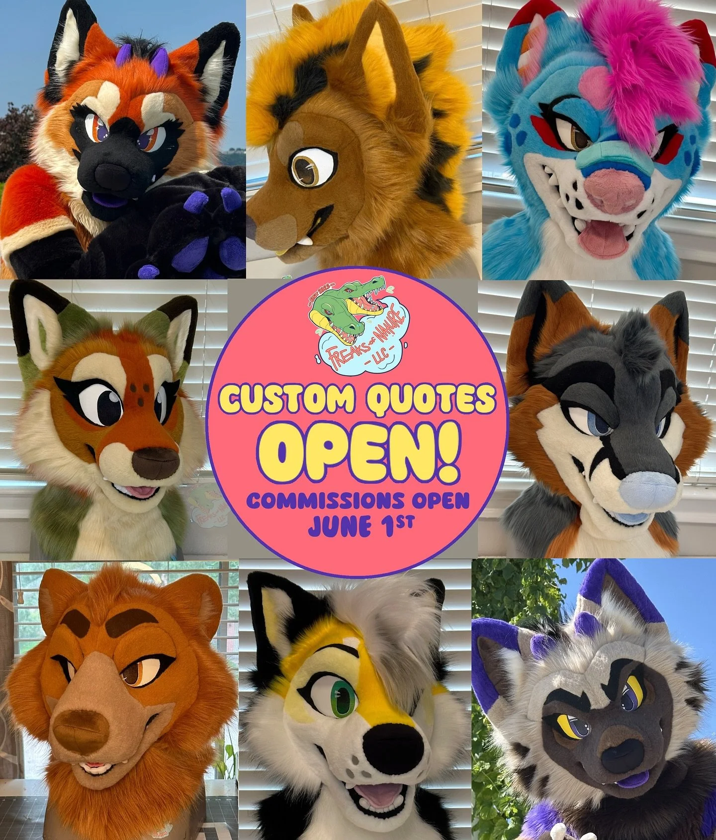 LINK IN BIO** I&rsquo;m now accepting custom quote requests for ALL fursuit commission types to prepare for my next opening on June 1st! 🗓️

Custom fursuit quotes are $5 USD per character. Please be aware you must be 18+ to commission Freaks of Natu