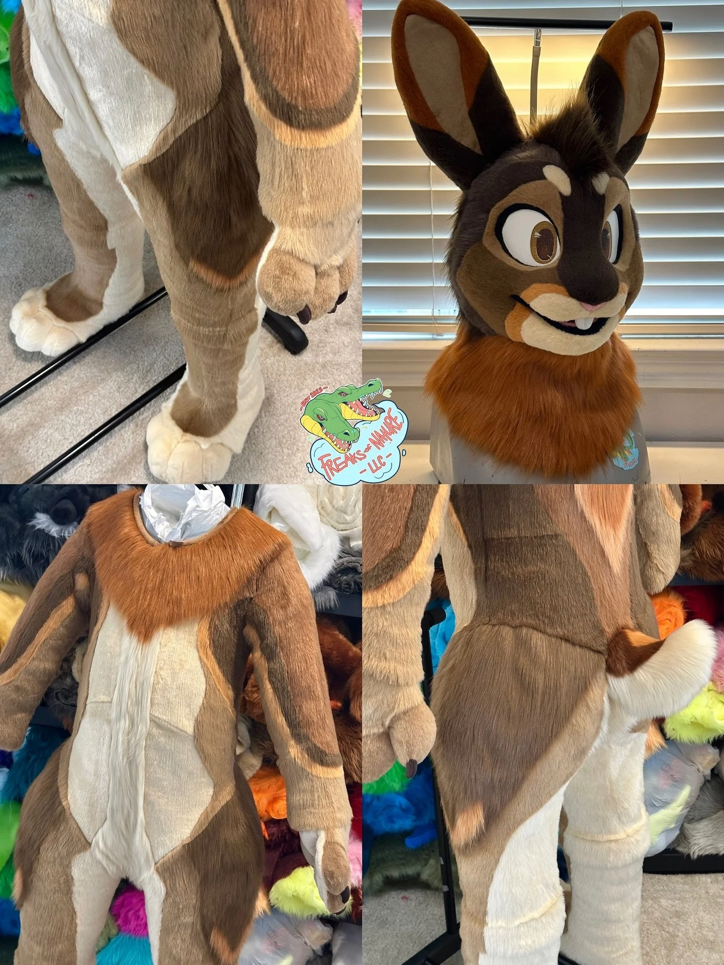 Malachi the Desert Cottontail is complete! 🐰🌵🏜️

This curvy, plantigrade fullsuit features light, sewn-in leg padding, indoor feetpaws, magnetic eyelids, and an attached tail + an additional tail for partialing! 🌟 So happy I finally got to do som