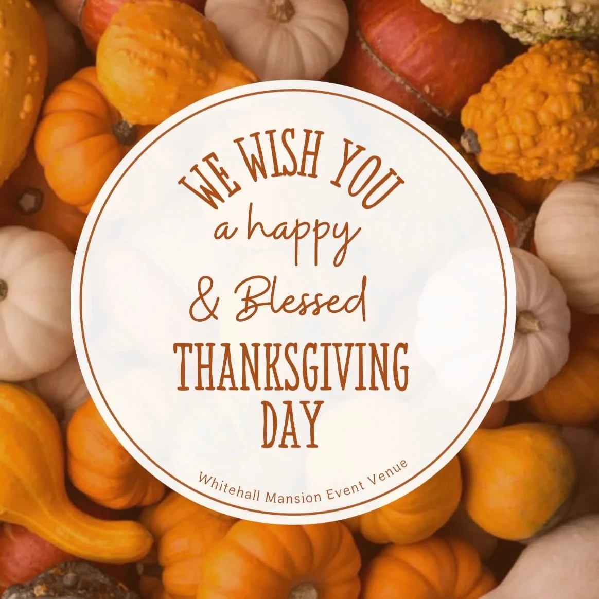 Happy Thanksgiving from our Whitehall Mansion family to yours! May your day be filled with blessings, joy, good food, and good company. 🦃🍽️ 

#Grateful #HappyThanksgiving #WhitehallMansion