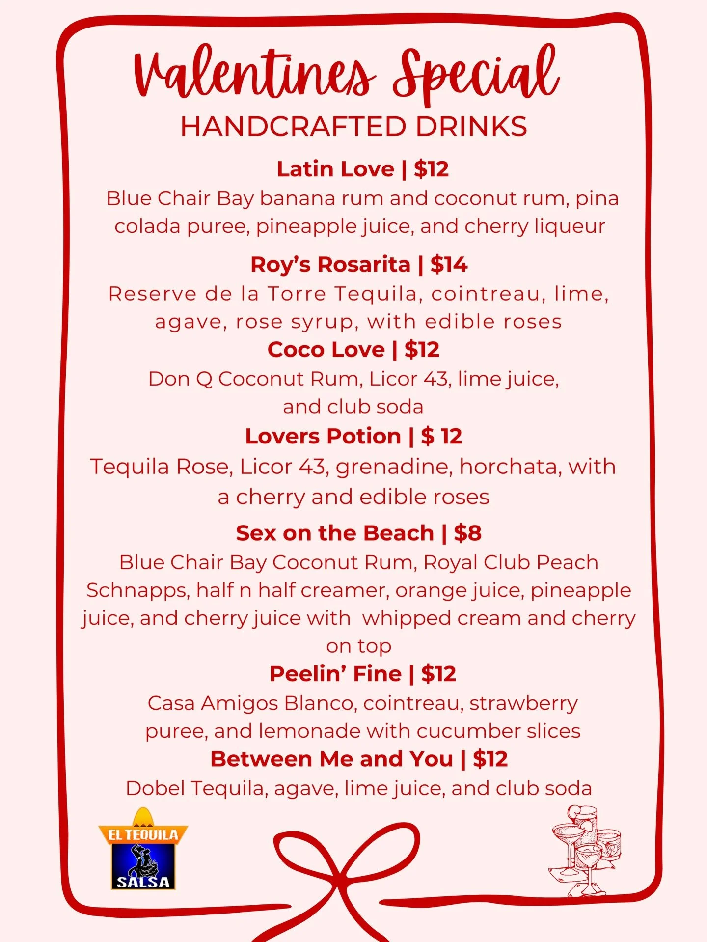 Love is in the air&hellip; and in every sip. Join us for our Valentine&rsquo;s  specials. 💕🍸 We have a variety of cocktails to choose from!!