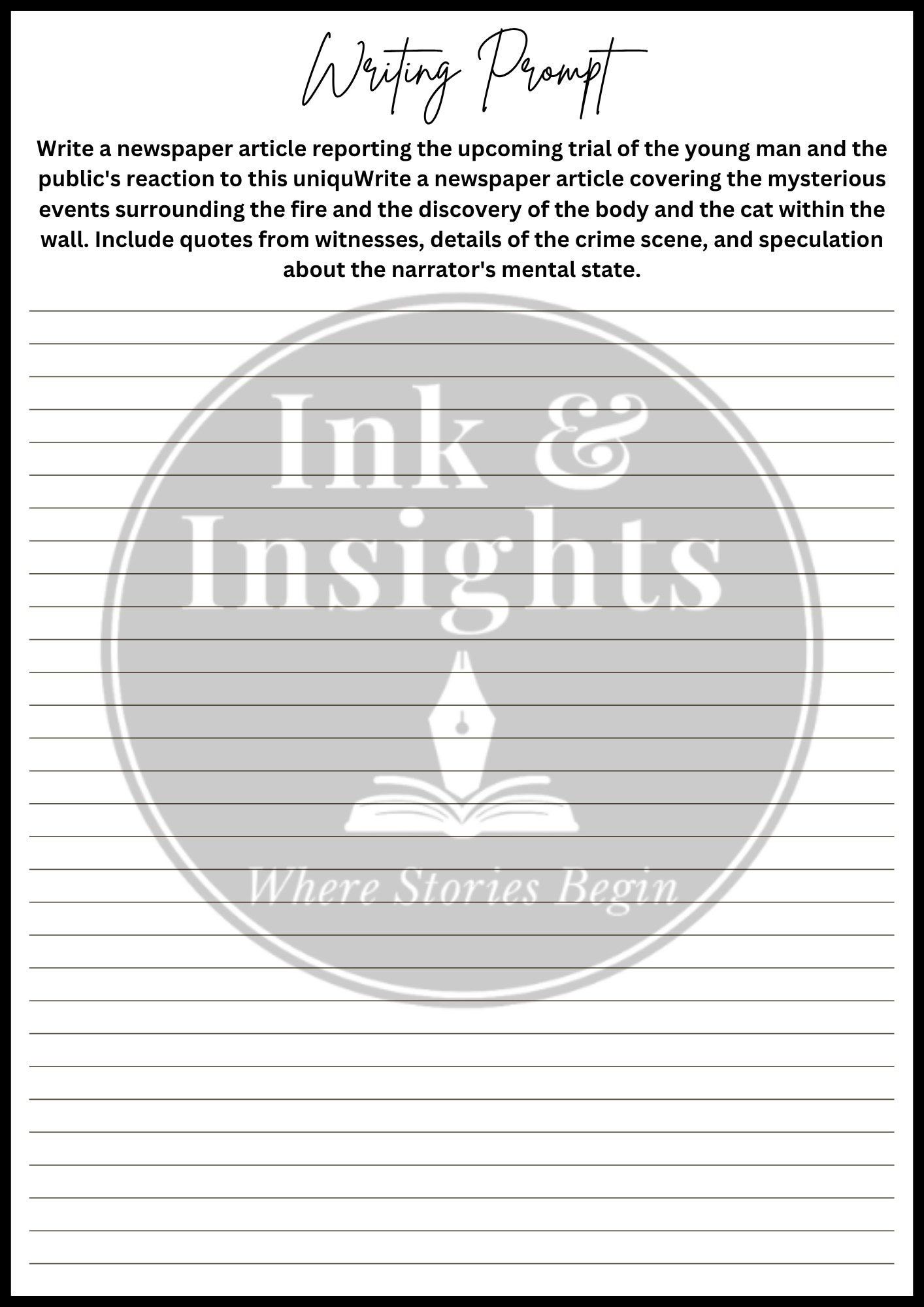 The Black Cat Creative Writing Prompts — Ink & Insights