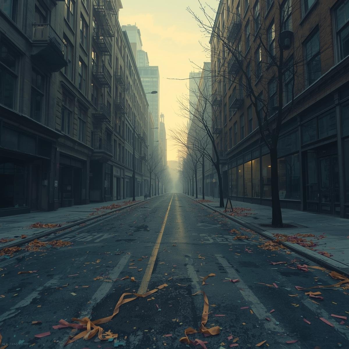 A city street at dawn on New Year’s Day, littered with confetti and broken streamers, shop lights off, sky pale and cold._Style_ cinematic urban realism_Colour palette_ pale blue, concrete grey, washed-out gold_Lig.jpg