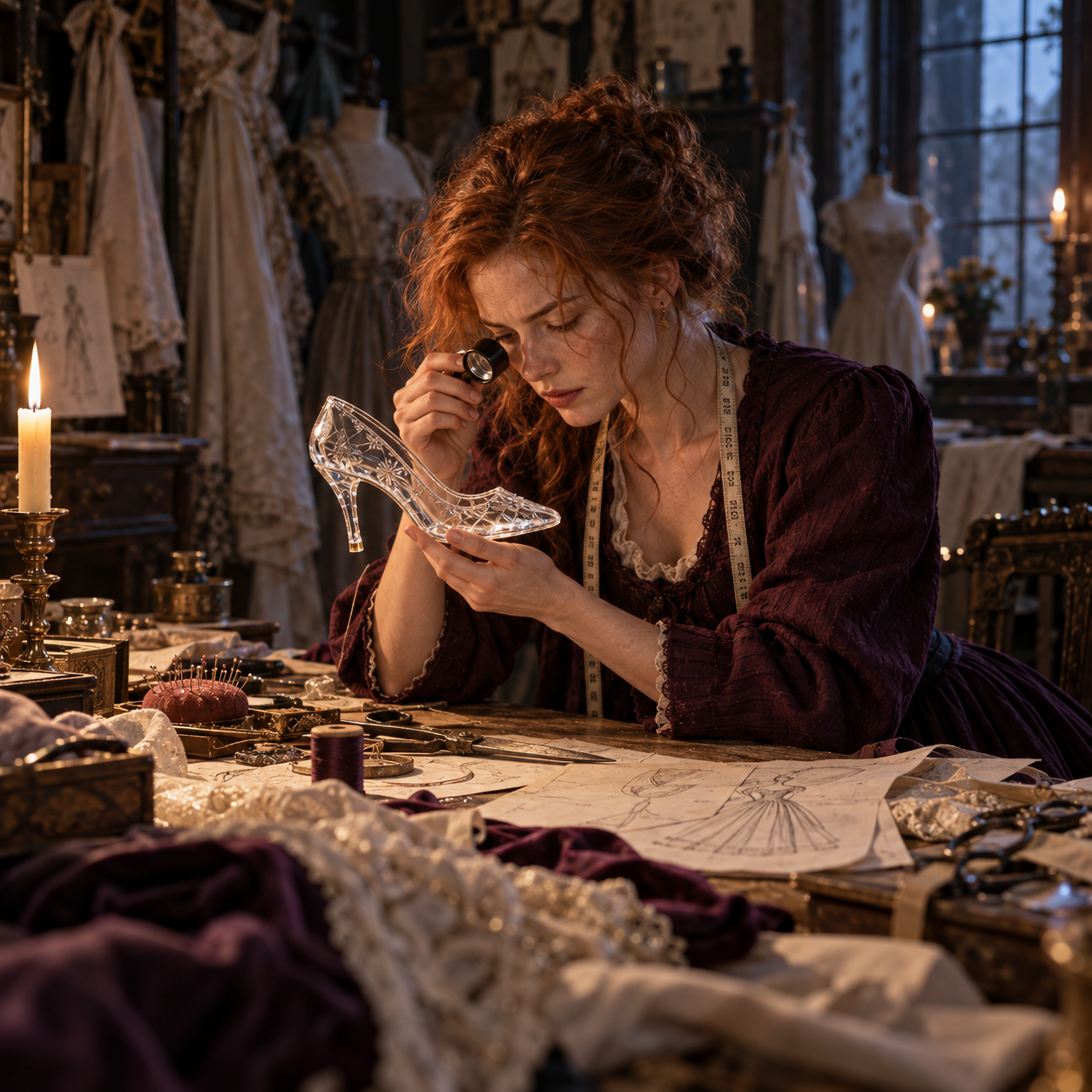 Candlelit Seamstress and Glass Slipper.png