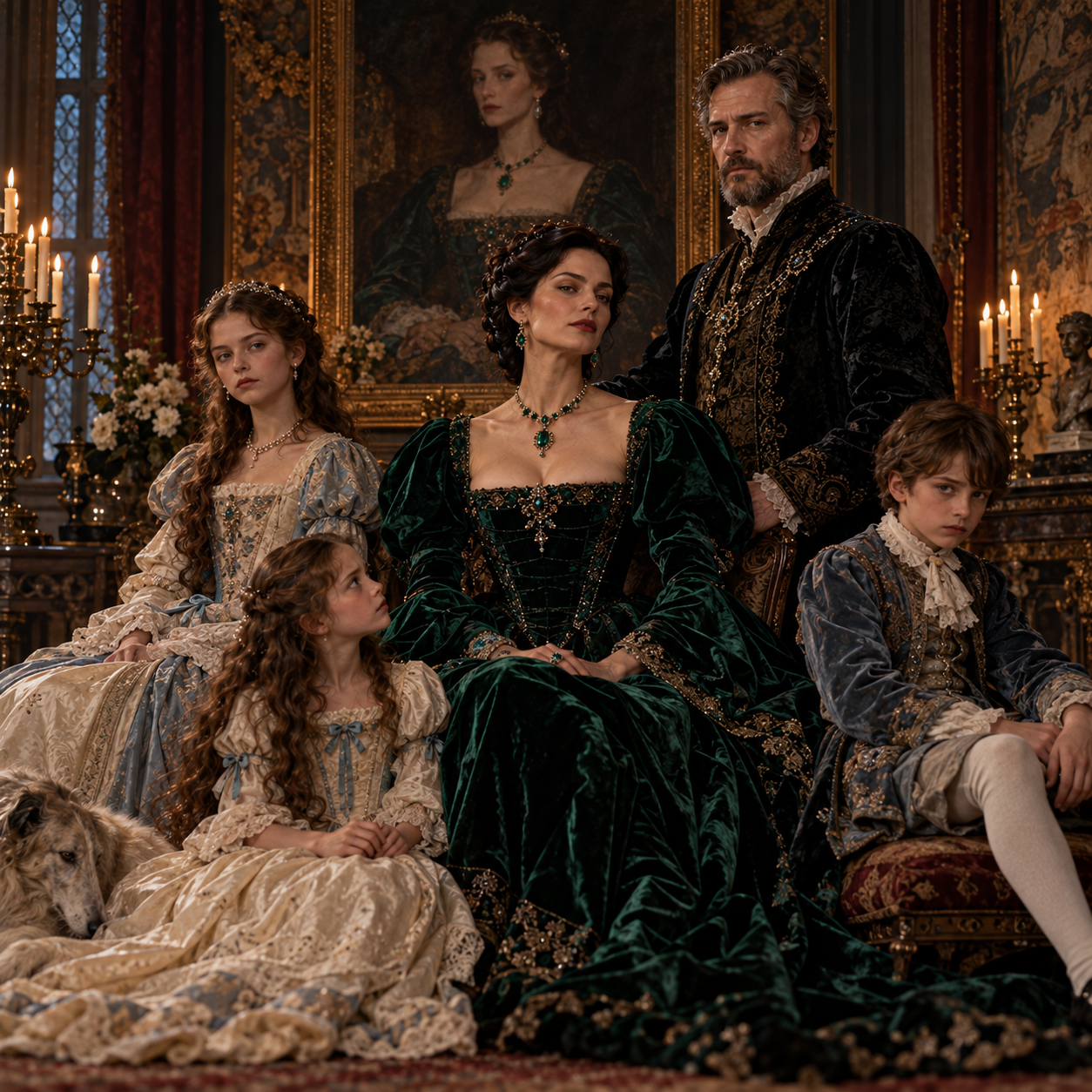 Candlelit Aristocratic Family Portrait.png