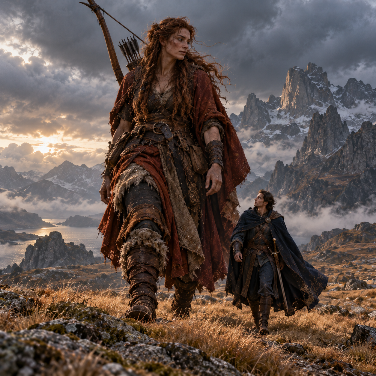 Giantess and Knight Across the Highlands.png