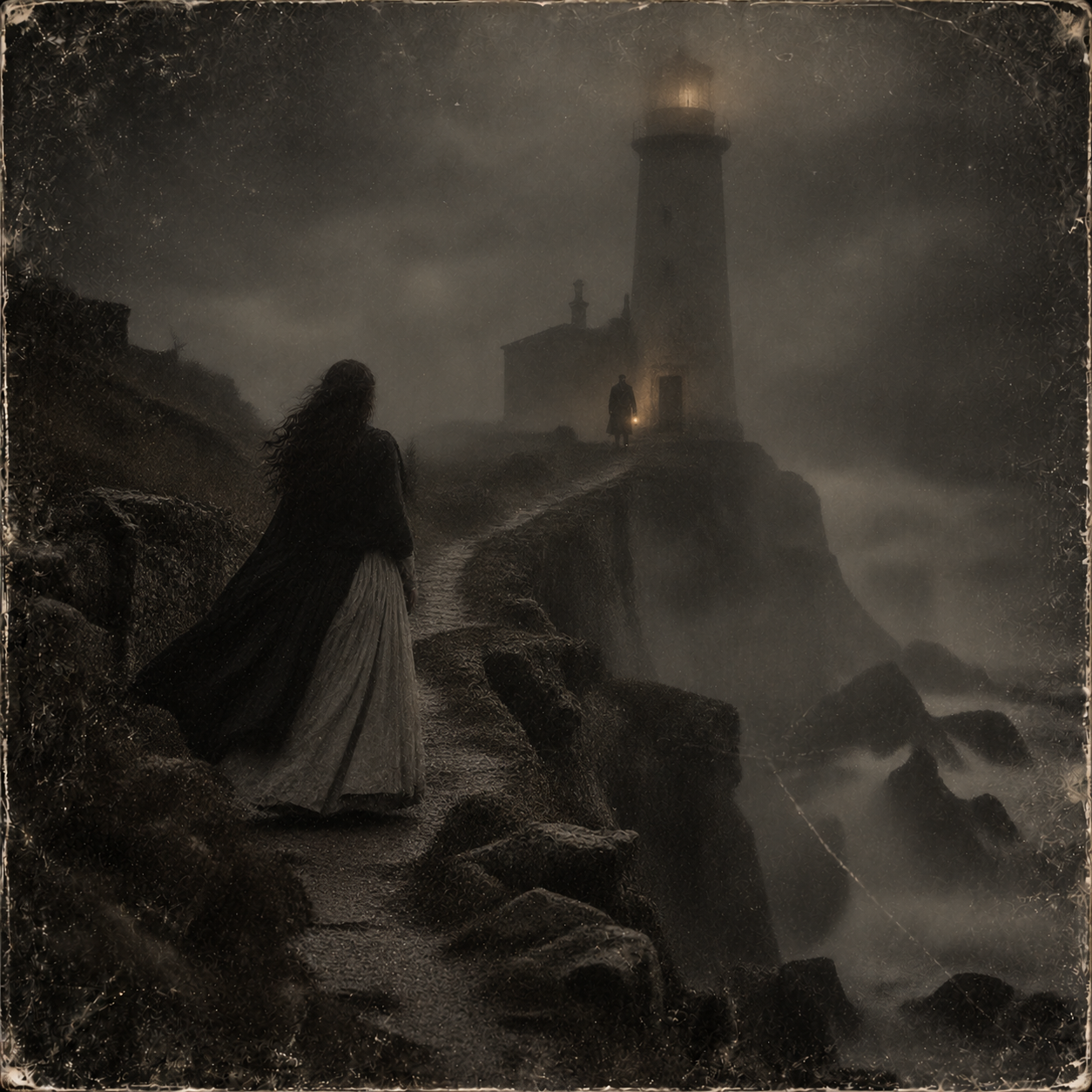 Gothic Lighthouse Path Through Fog.png