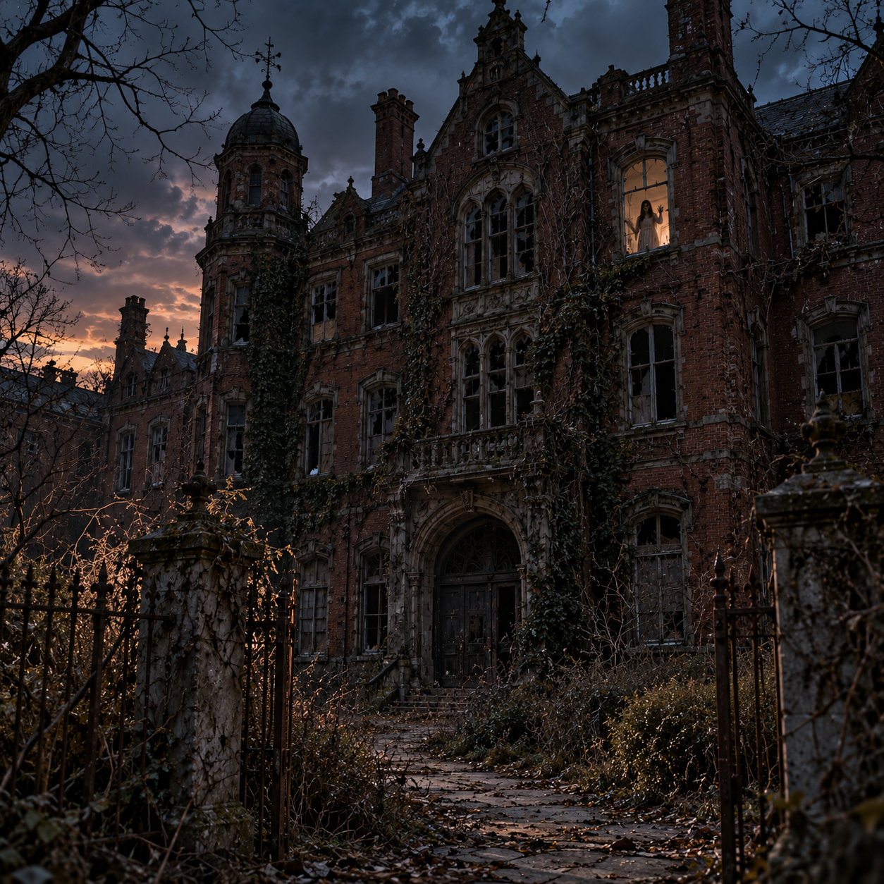 Haunted Victorian Asylum at Dusk.png