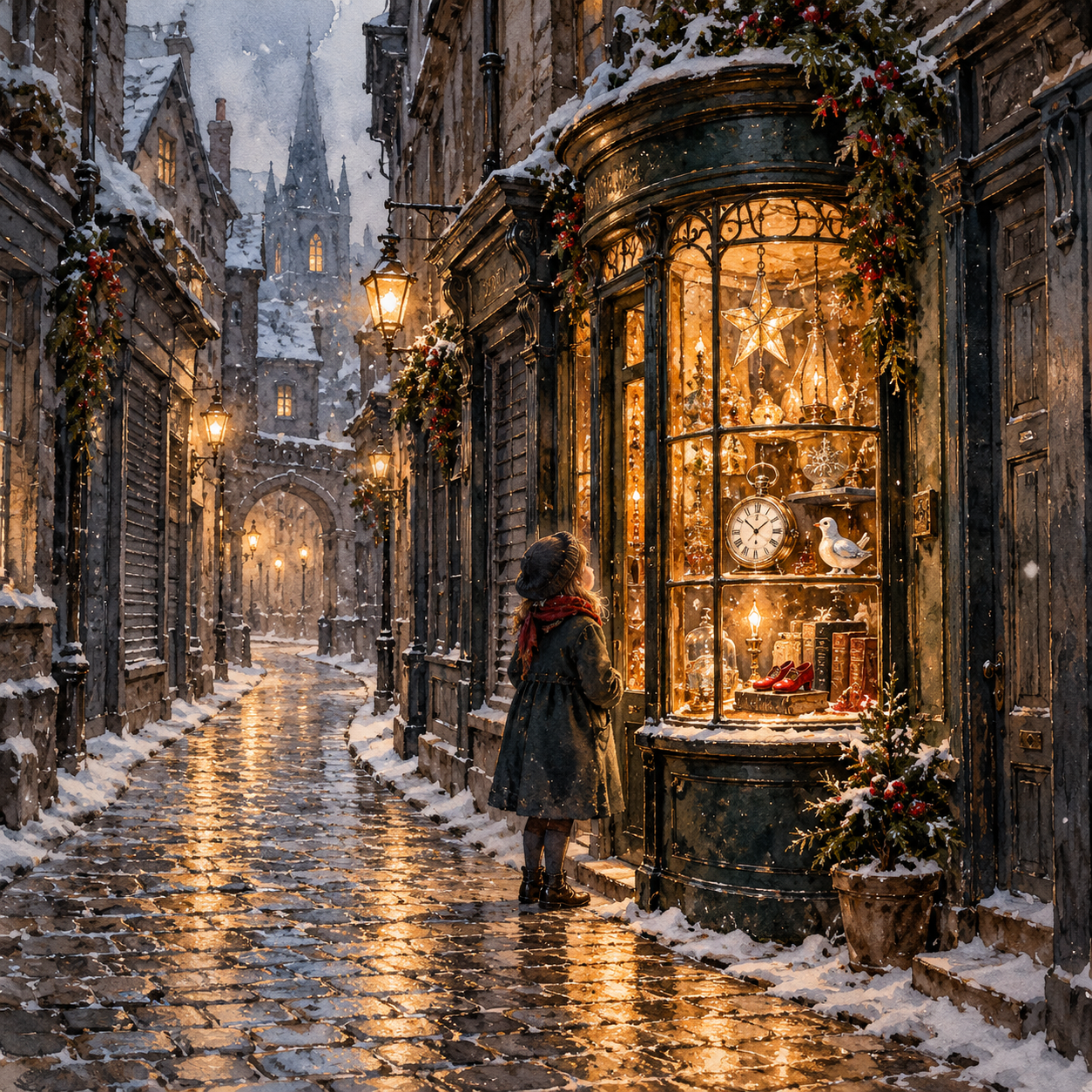 Snowy Dickensian Alley and Magical Shop Window.png