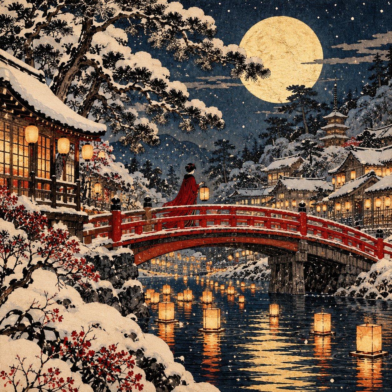Moonlit Lanterns Over the Snowy Bridge.png