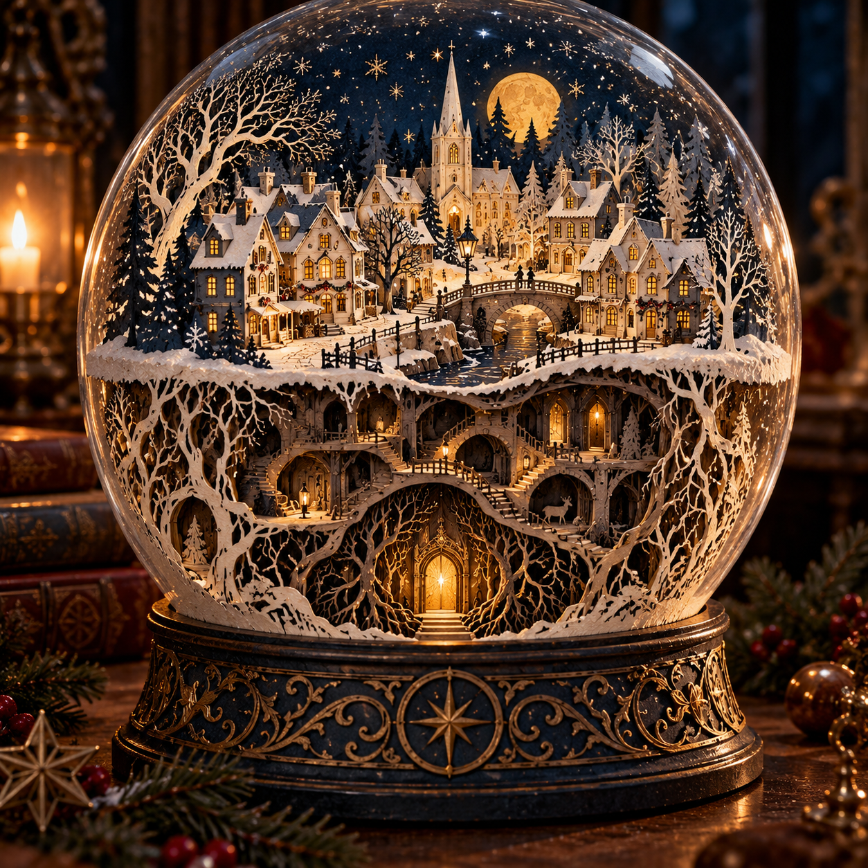 Enchanted Winter Snow Globe Village.png
