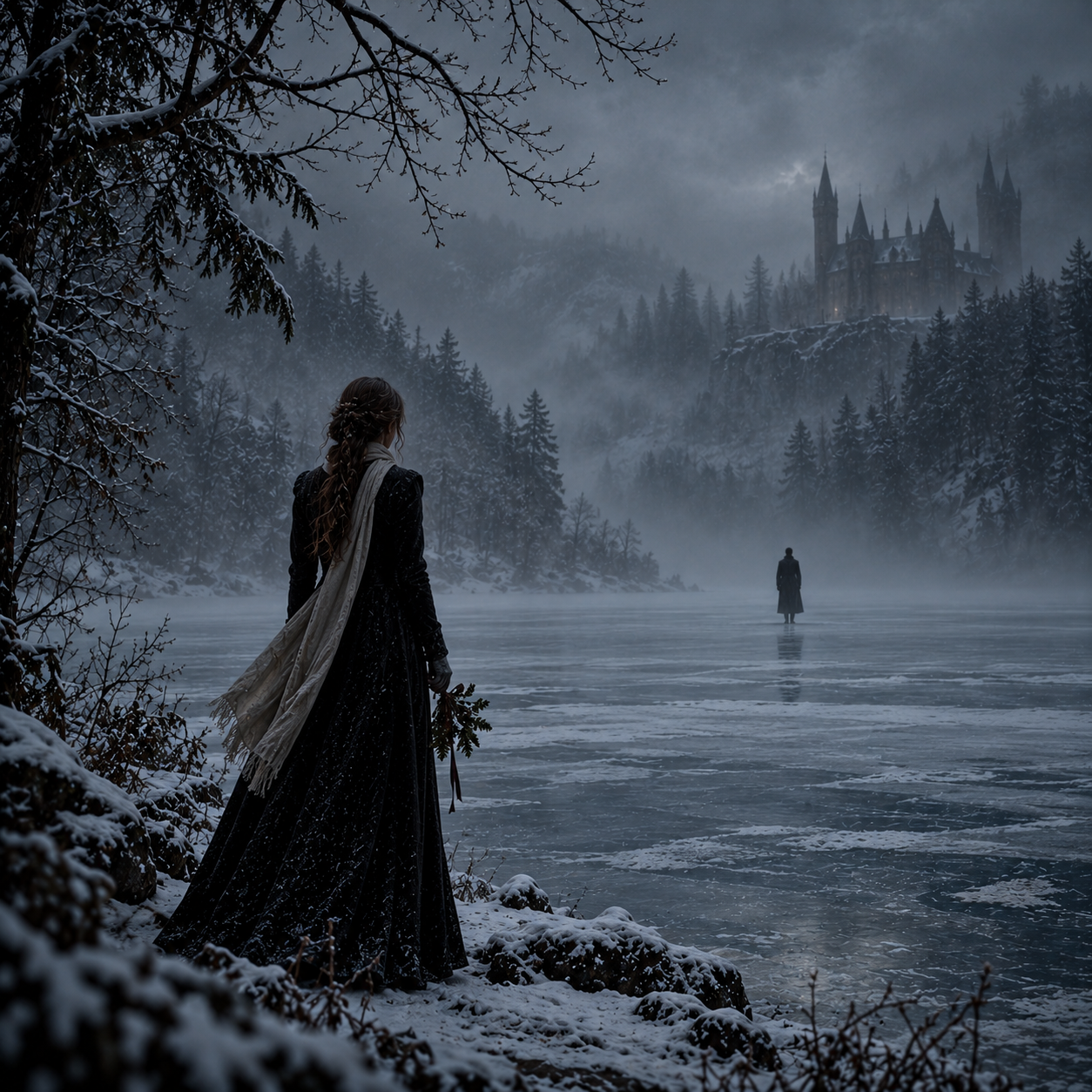 Gothic Winter Lake and Distant Castle.png