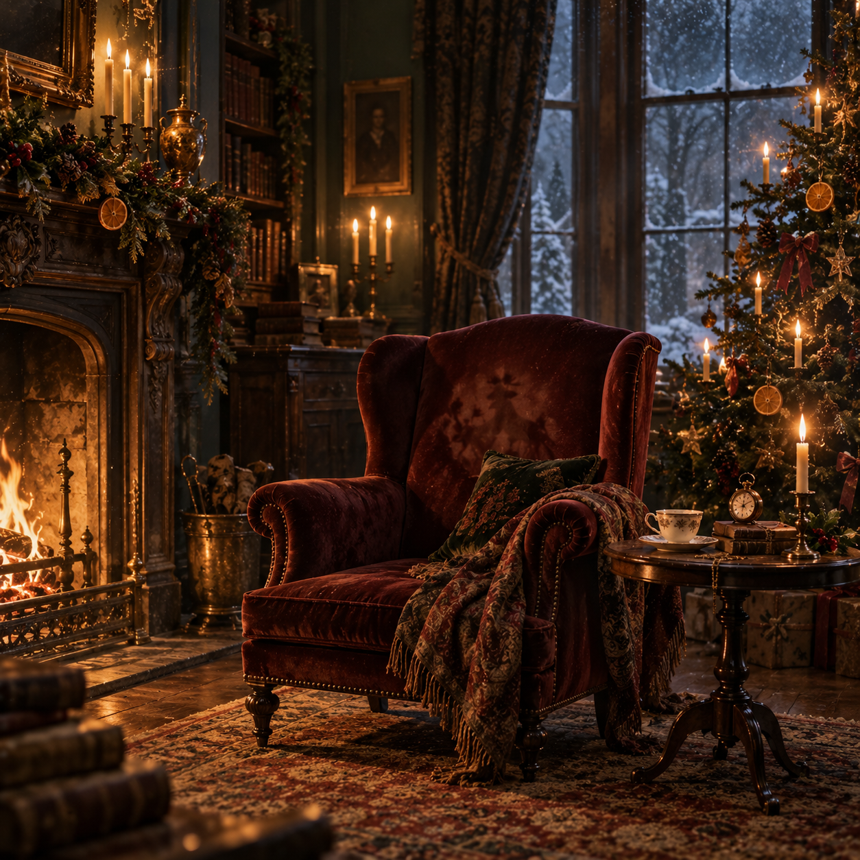 Victorian Christmas Study by Firelight.png