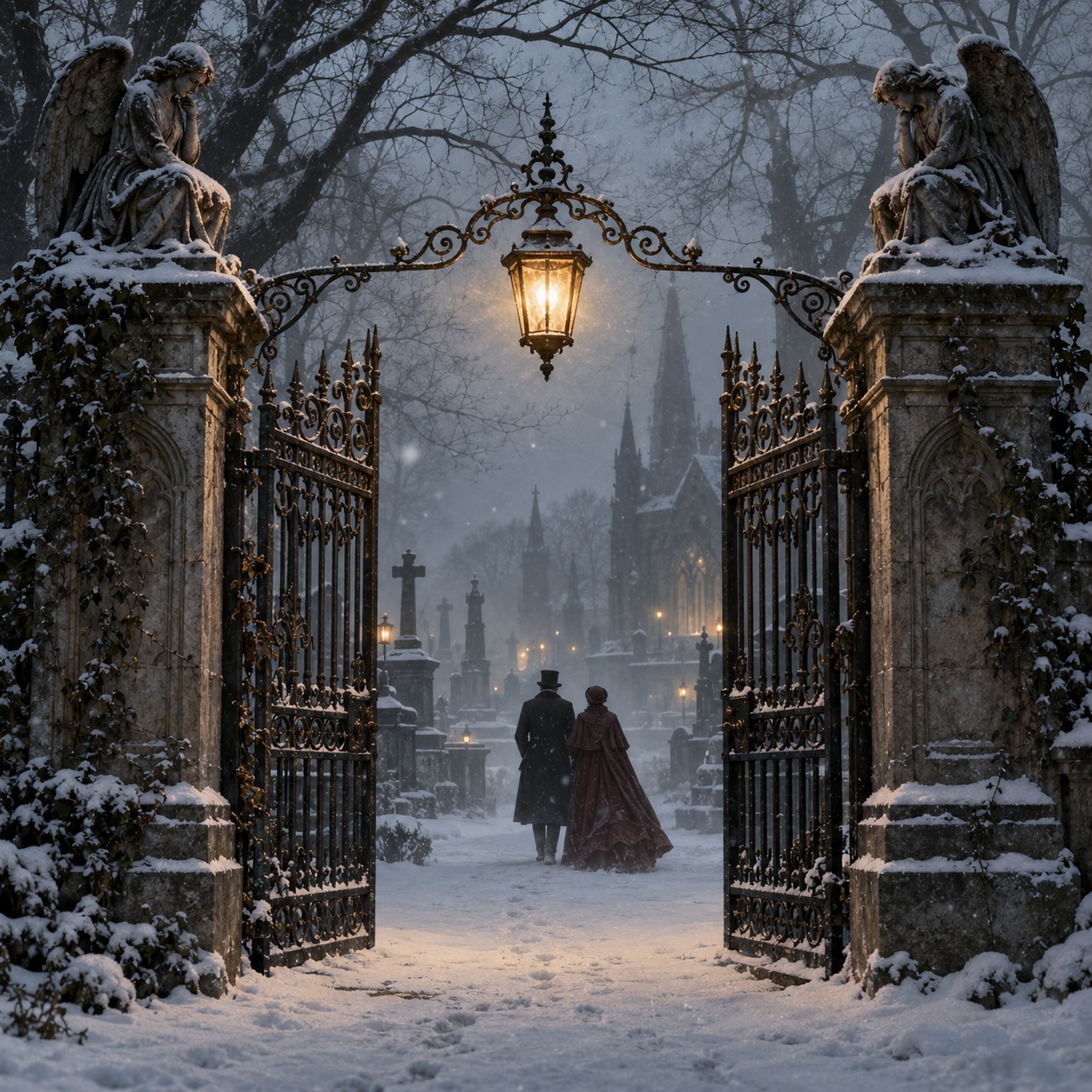 Snowy Gothic Cemetery Gates.png
