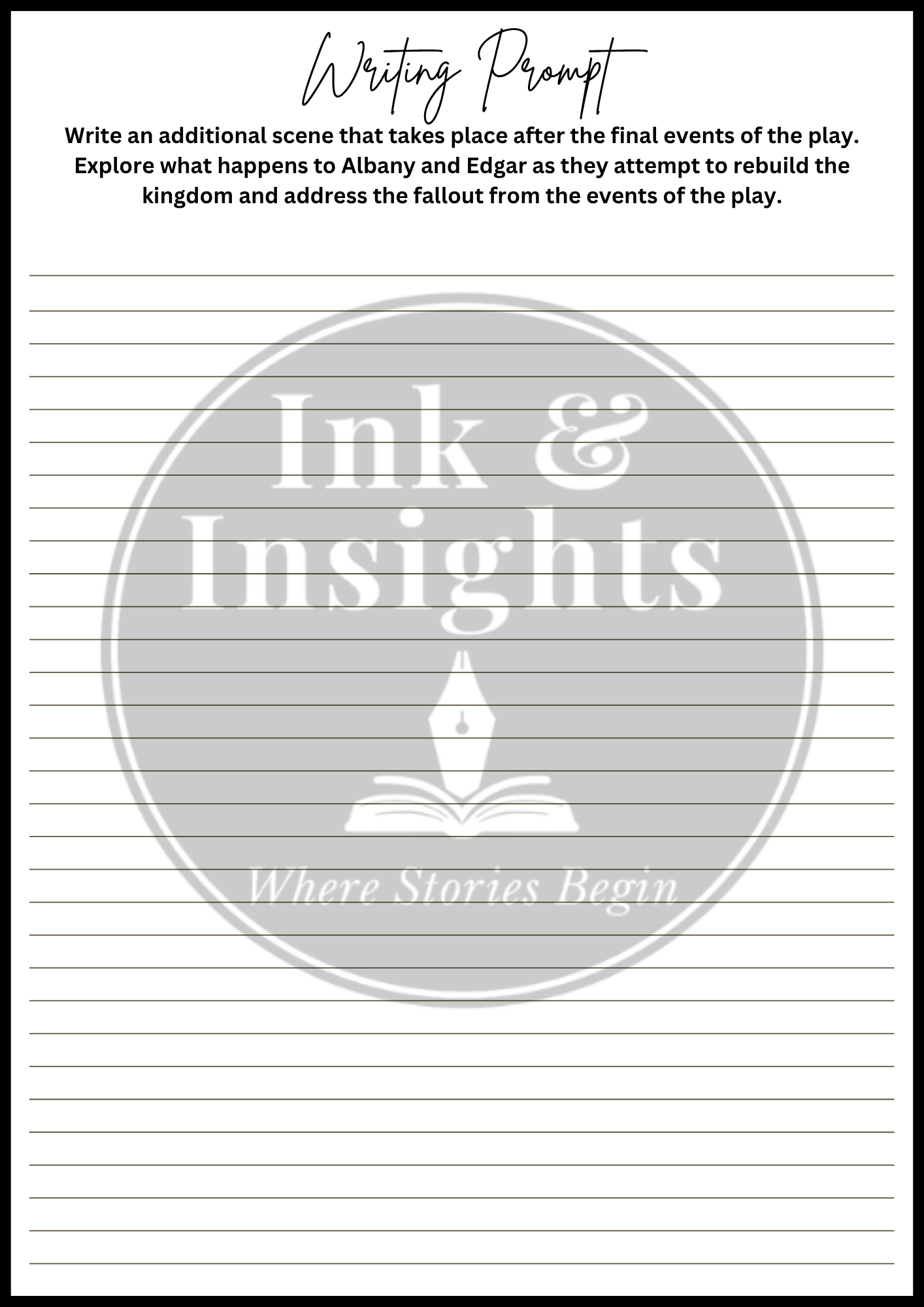 King Lear Creative Writing Prompts — Ink & Insights