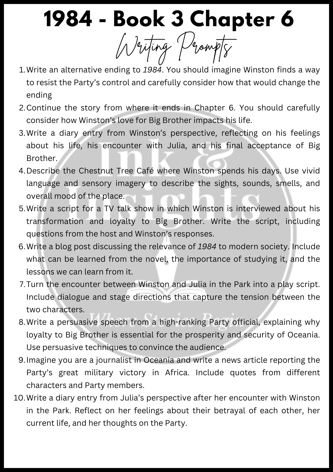 1984 Book 3 Chapter 6 Creative Writing Prompts.png