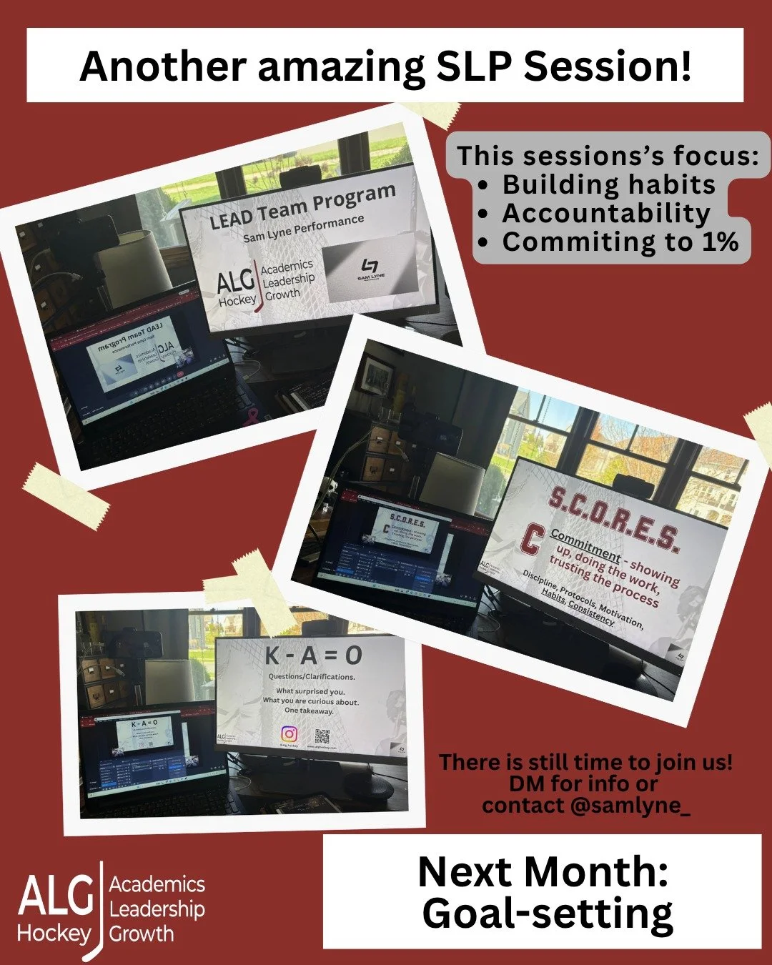 A great session on building habits for excellence, how to stay accountable and a focus on getting 1% better every day. This session was a hit with our SLP Mental Performance Group. 

Next month, the cohort will start its work on Goal-setting. You don