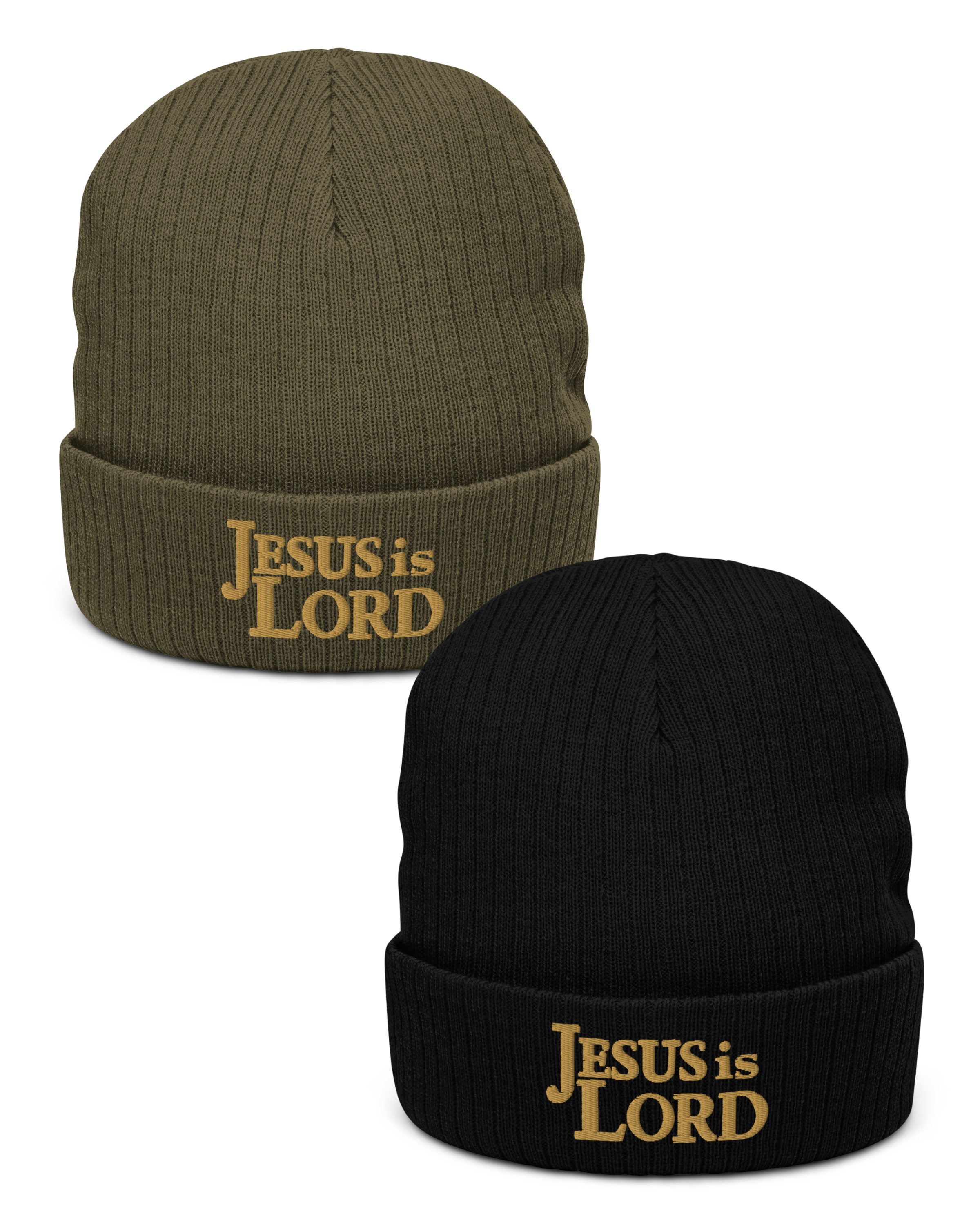 Jesus is Lord Embroidered Beanie (Gold)