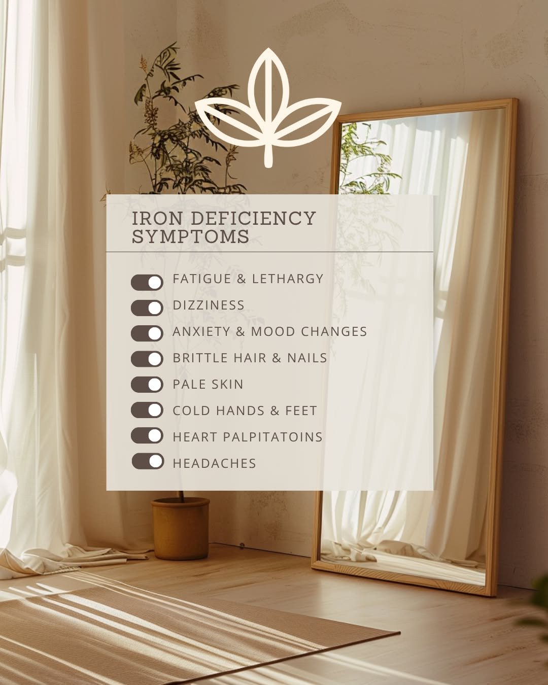 If any of these sound like you, iron might be the missing piece:
🔘 Fatigue &amp; lethargy
🔘 Mood swings &amp; anxiety
🔘 Dizziness
🔘 Cold hands + brittle nails
🔘 Pale skin + heart palpitations

And nope&mdash;it&rsquo;s not always fixed with just