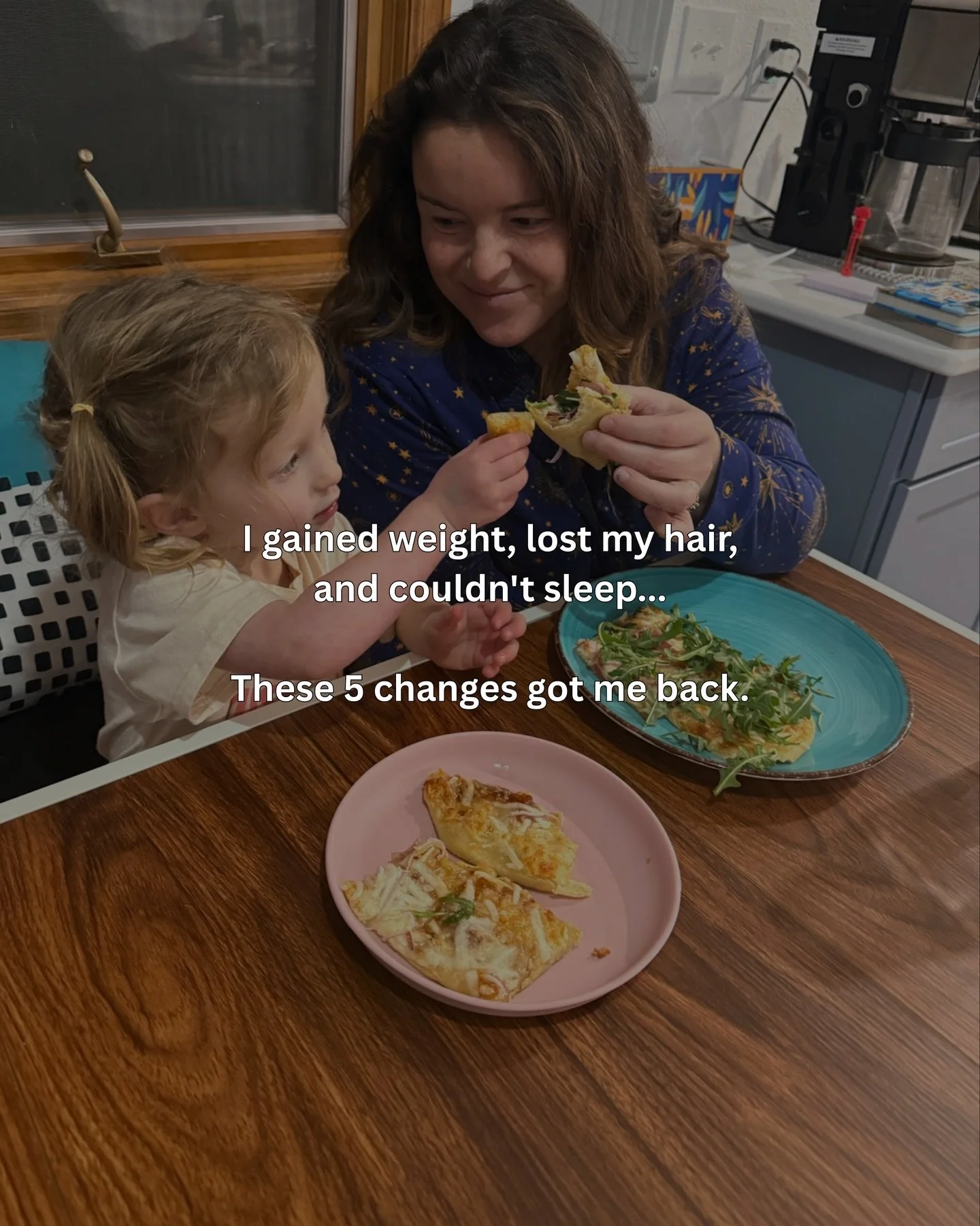 There was a stretch where everything was falling apart at once. Weight creeping up no matter what I did. Hair coming out in clumps in the shower. Lying in bed wide awake at 2am with my brain running and my body exhausted.

I tried harder. Ate less. W