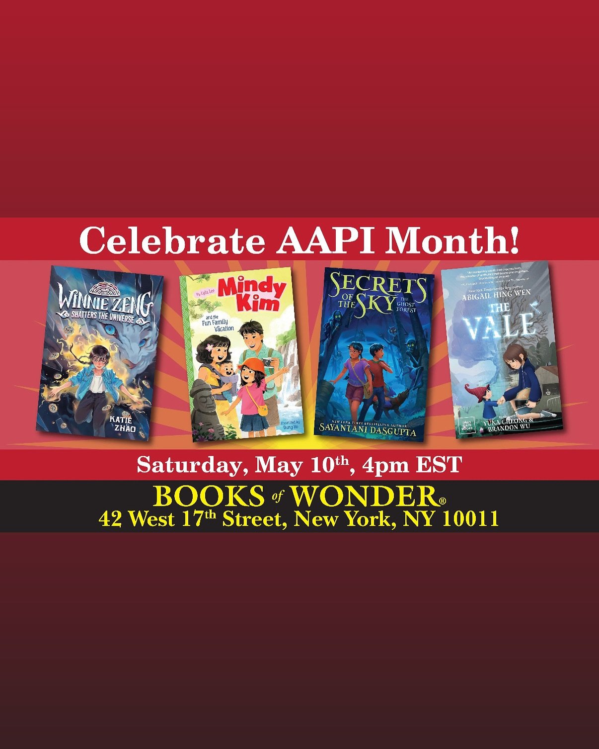 This Saturday is the last stop of the Goodbye, Mindy! Tour and I couldn&rsquo;t think of a better way to wrap things up. On Saturday, 5/10, I&rsquo;ll be joined by fellow amazing Asian authors @ktzhaoauthor , @sayantanidasguptabooks , and @abigailhin