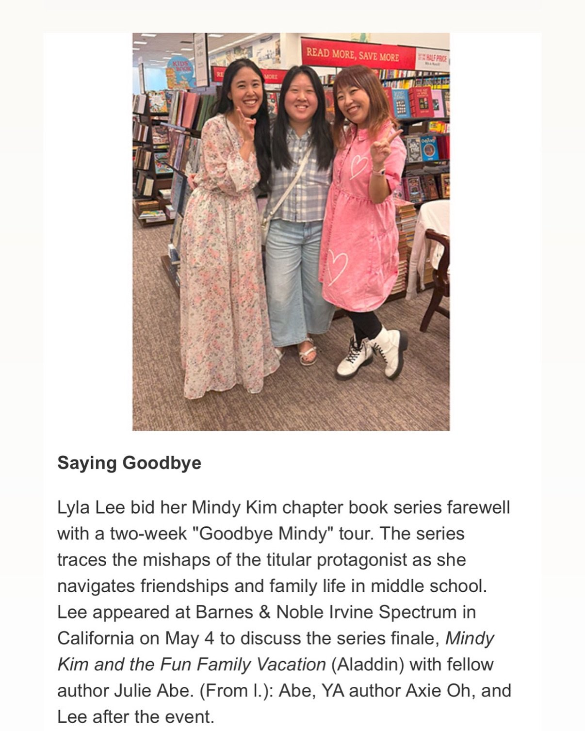 We made publisher&rsquo;s weekly! 🥰💖 They got Mindy&rsquo;s age wrong (she&rsquo;s in elementary school, not middle), but that&rsquo;s ok 🤣. Thank you again to everyone who showed up for Mindy on this tour. I&rsquo;ll do a full recap post later bu