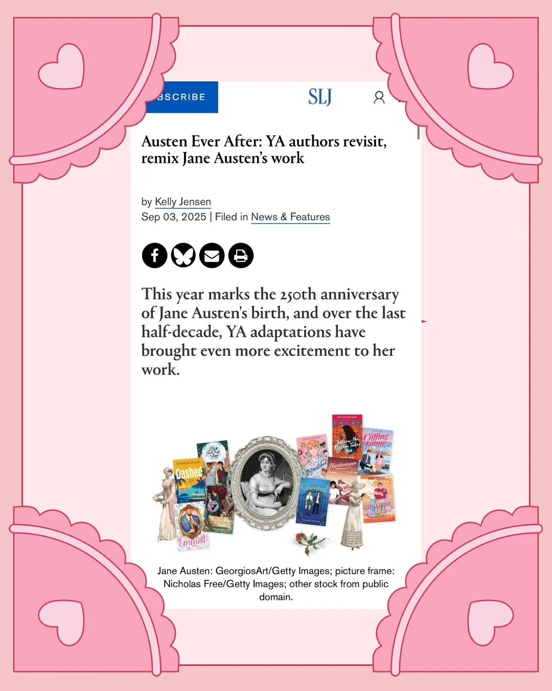 I was interviewed by the lovely @heykellyjensen on this piece in the @sljournal about remixing Jane Austen&rsquo;s work! I got to talk about #TheCuffingGame , my upcoming YA romance where I remixed Pride and Prejudice with k-dramas and Love Island an