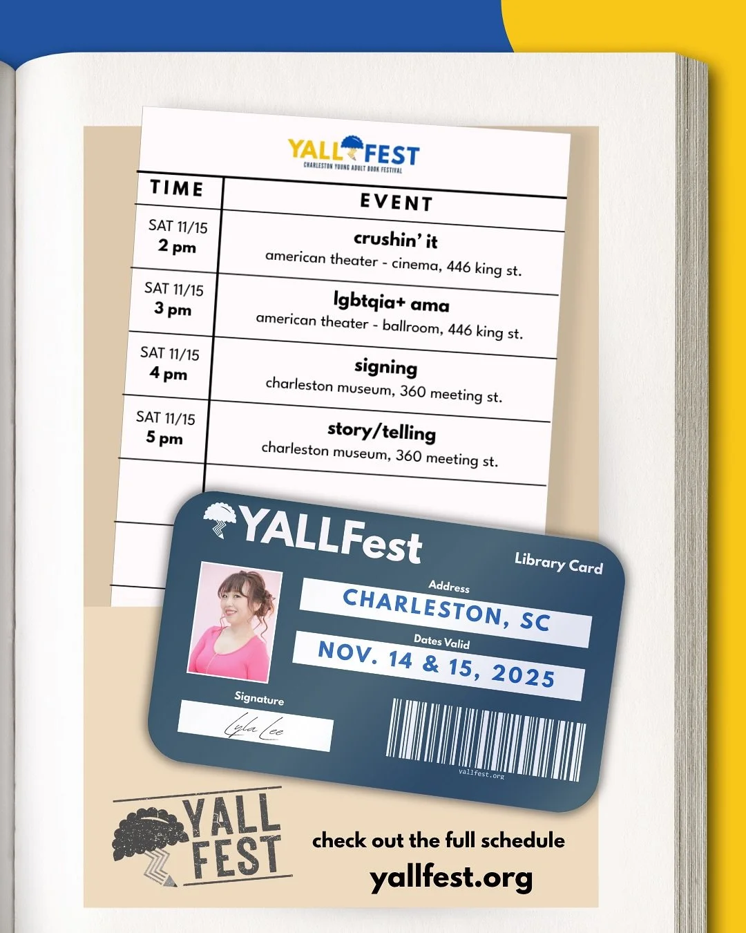 The schedule is live for @yallfest ! 😍 See where I&rsquo;ll be that weekend and be sure to also check out the full schedule on their website. 💖