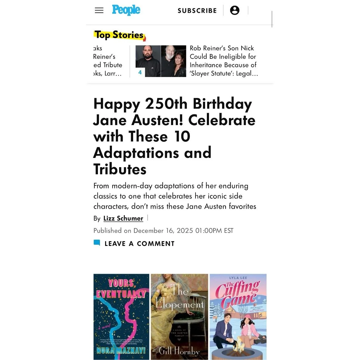 I&rsquo;m a day late (my life has been consumed by puppy chaos lately 😅), but @people featured #TheCuffingGame in a roundup of Jane Austen adaptations in honor of her 250th birthday! Thank you to everyone who&rsquo;s shown so much love to my wacky H