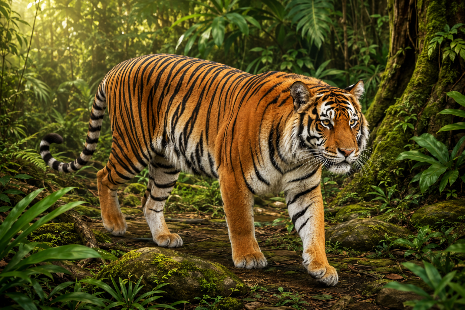 Sumatran tiger in a kid-friendly Zoobitat rainforest scene